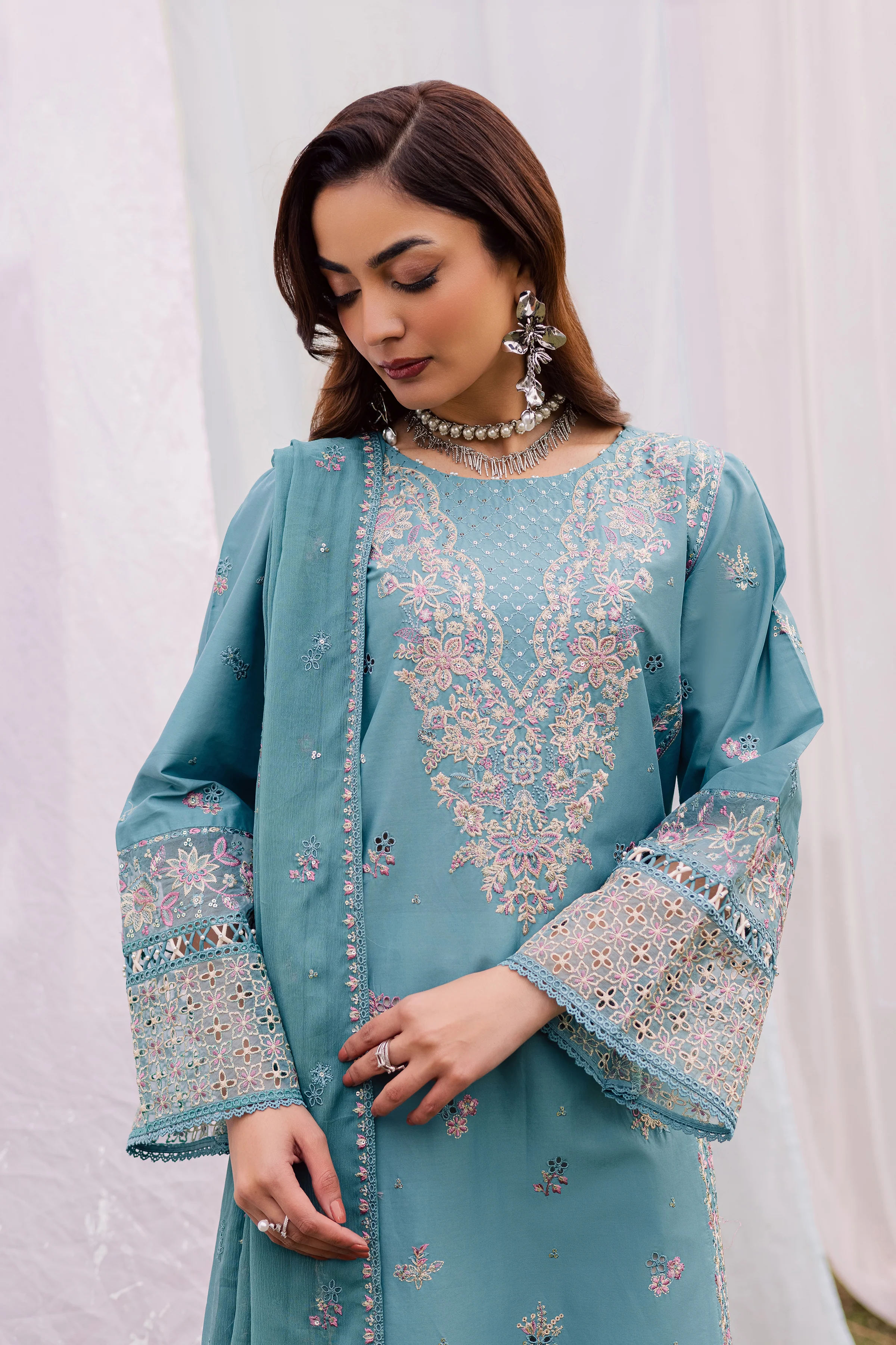 Aanso 3Pc - Festive Embroidered Lawn - Image 4
