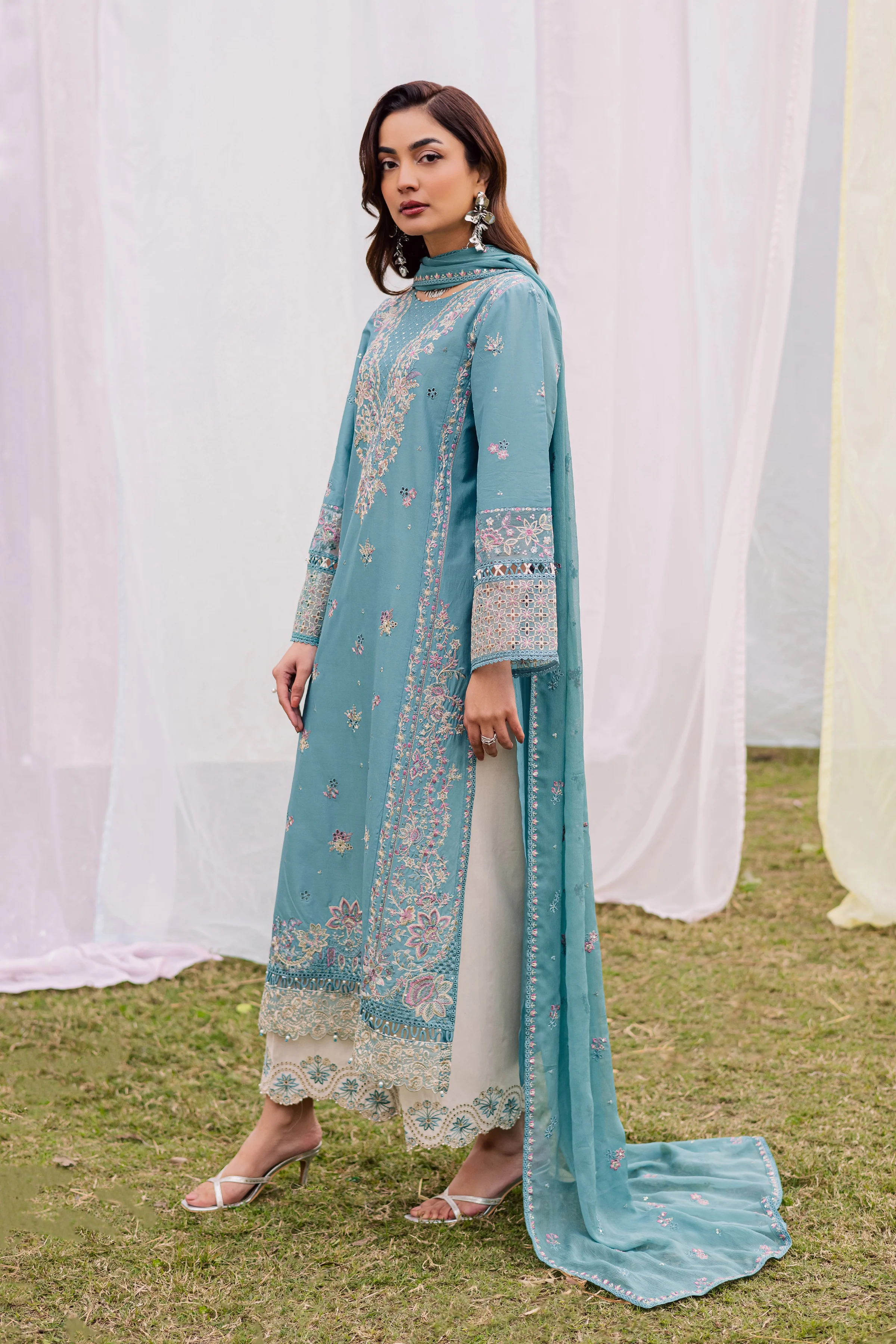 Aanso 3Pc - Festive Embroidered Lawn - Image 5
