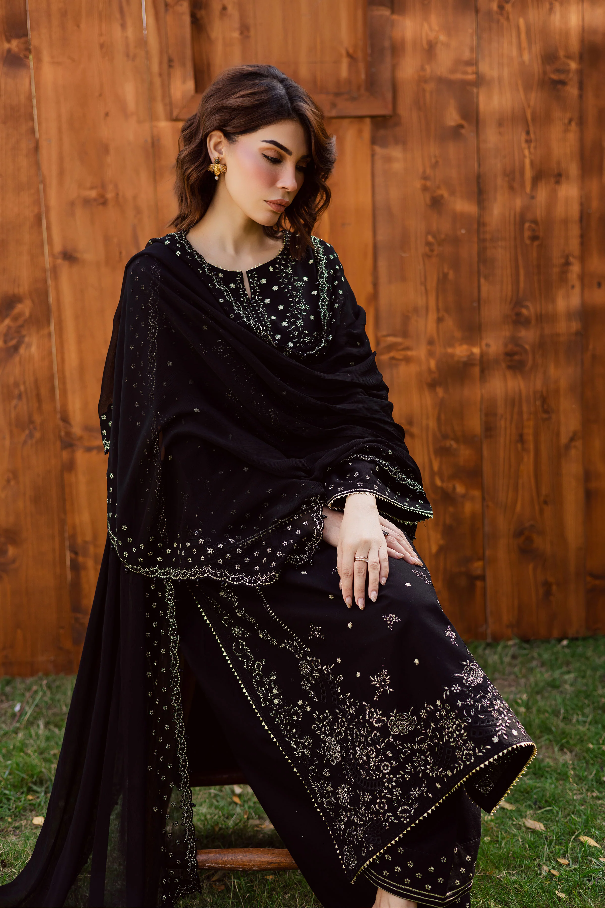 Aasfina 3Pc - Embroidered Khaddar Dress - Image 7