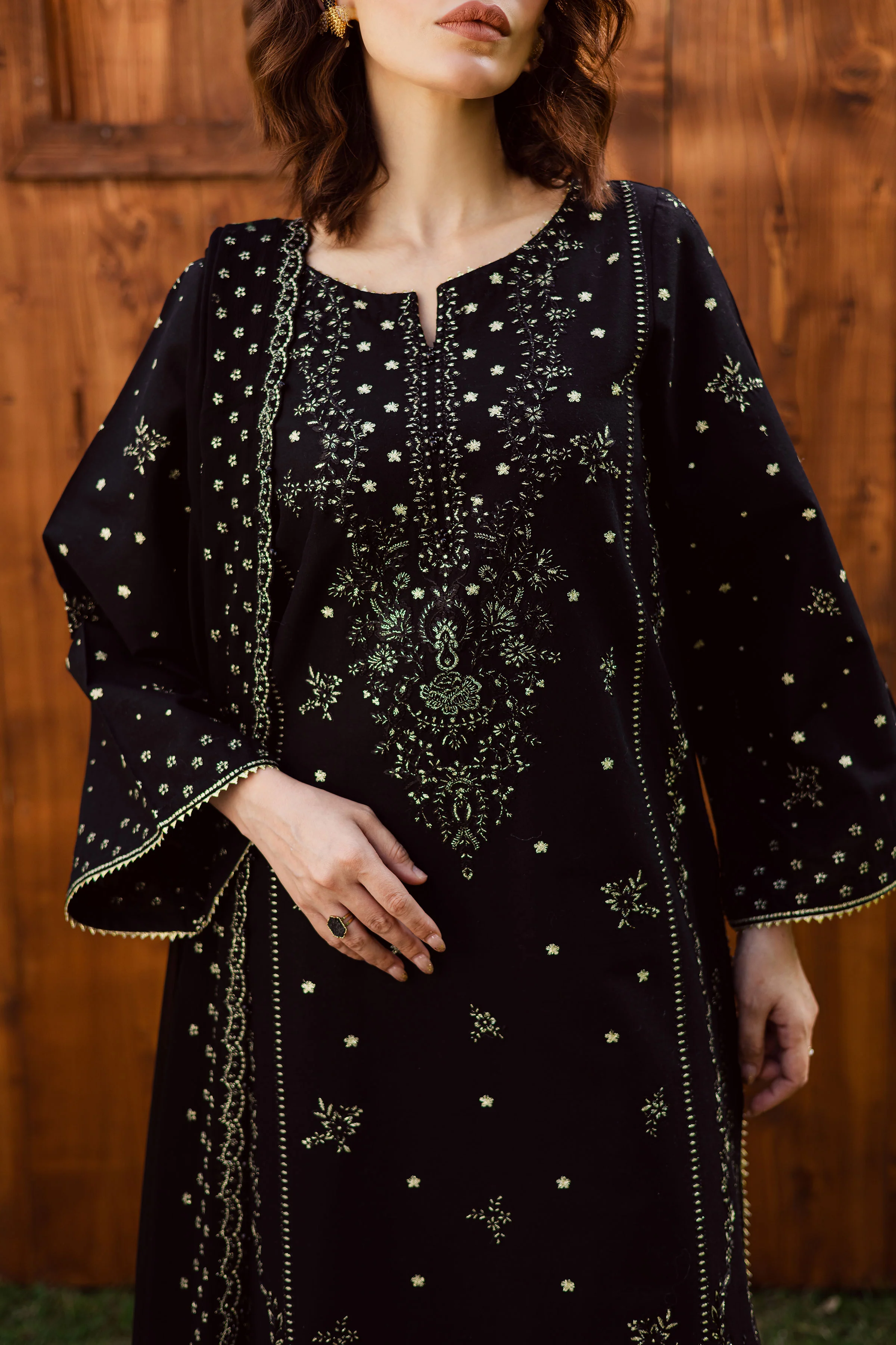 Aasfina 3Pc - Embroidered Khaddar Dress - Image 8