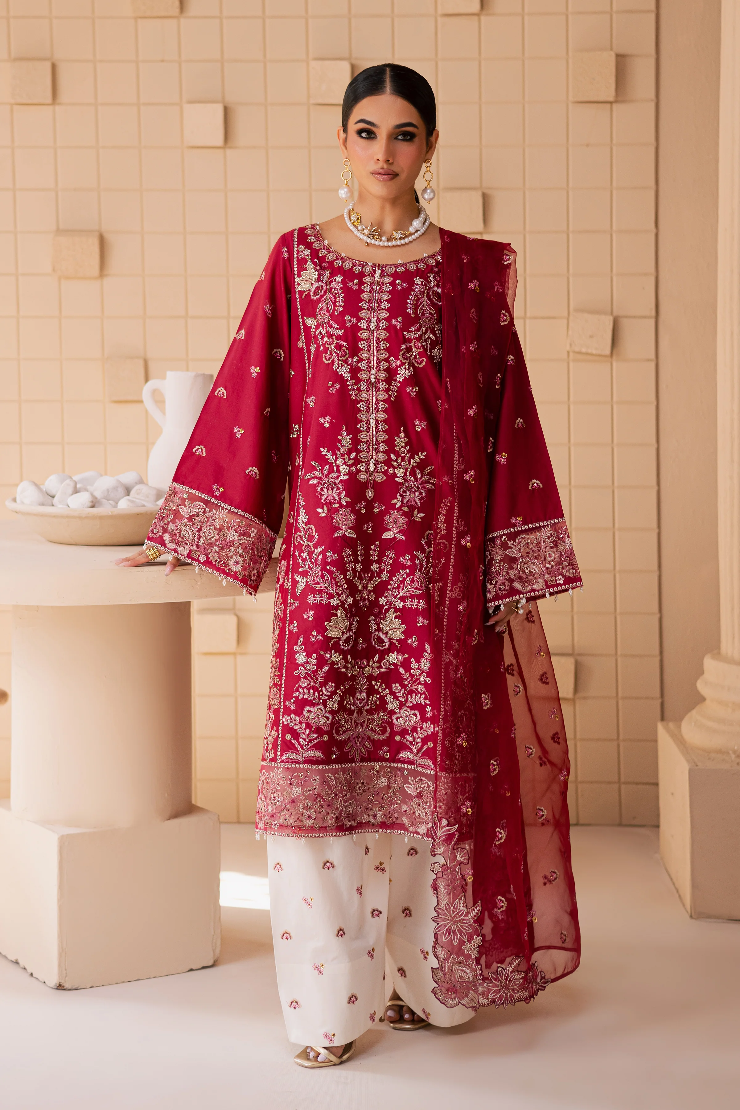 Abilene 3Pc - Embroidered Lawn Dress