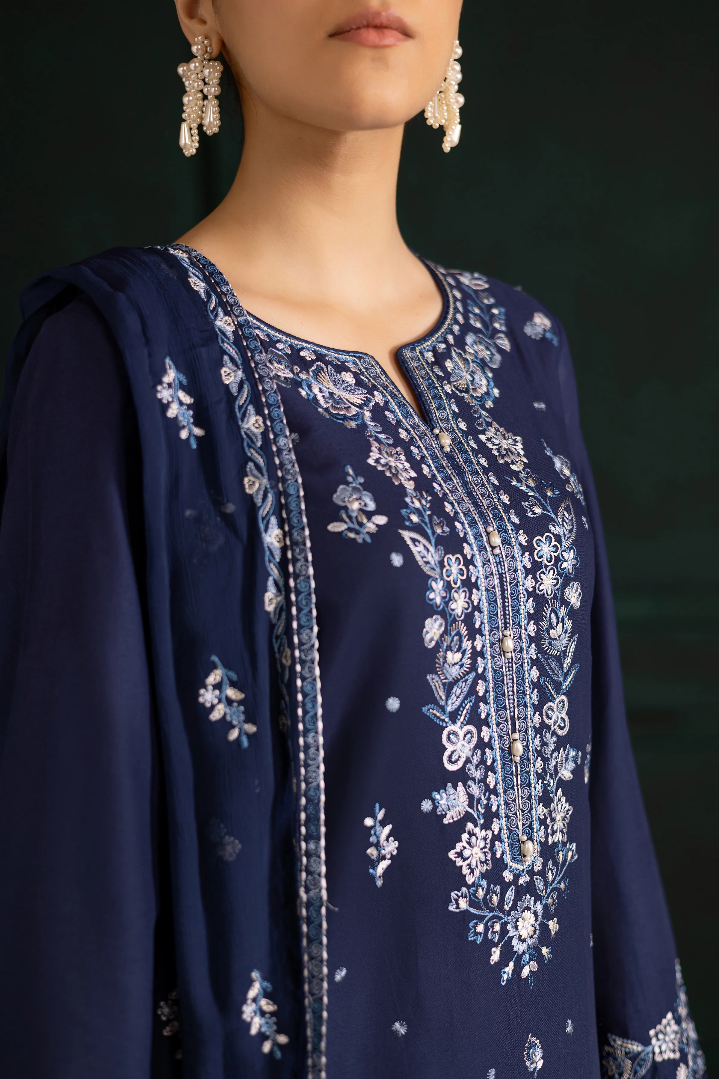 Adoro 3Pc - Embroidered Khaddar Dress - Image 7