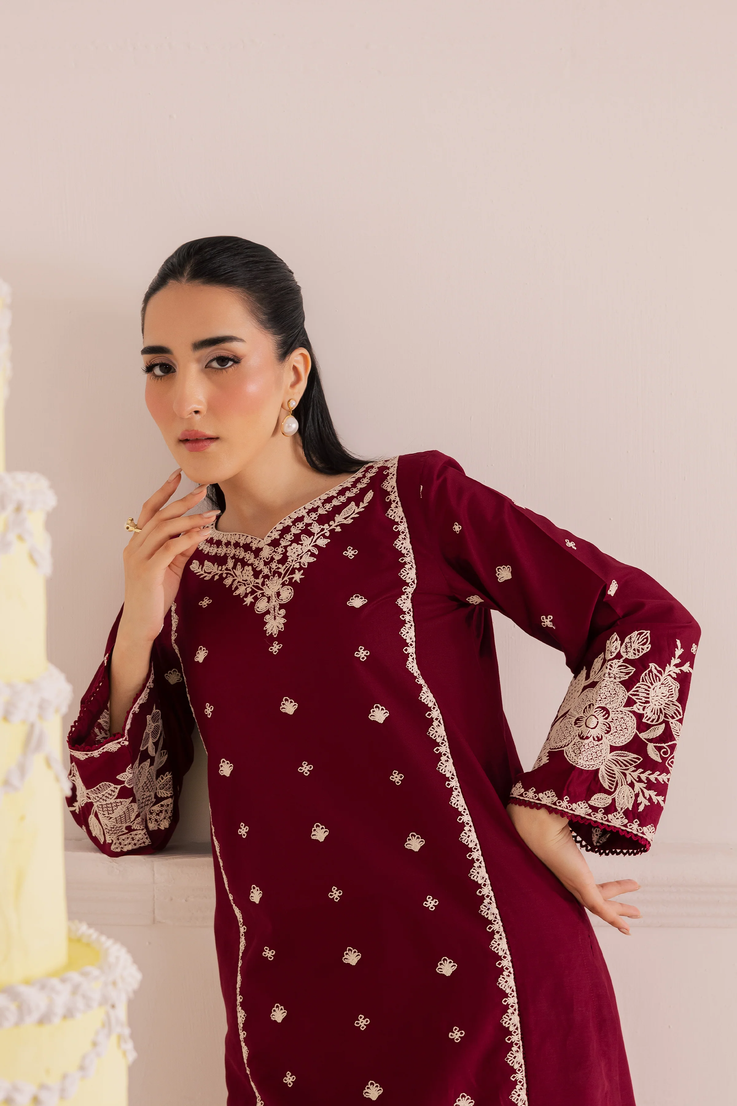 Agean Red 2Pc - Embroidered Casual Pret - Image 2