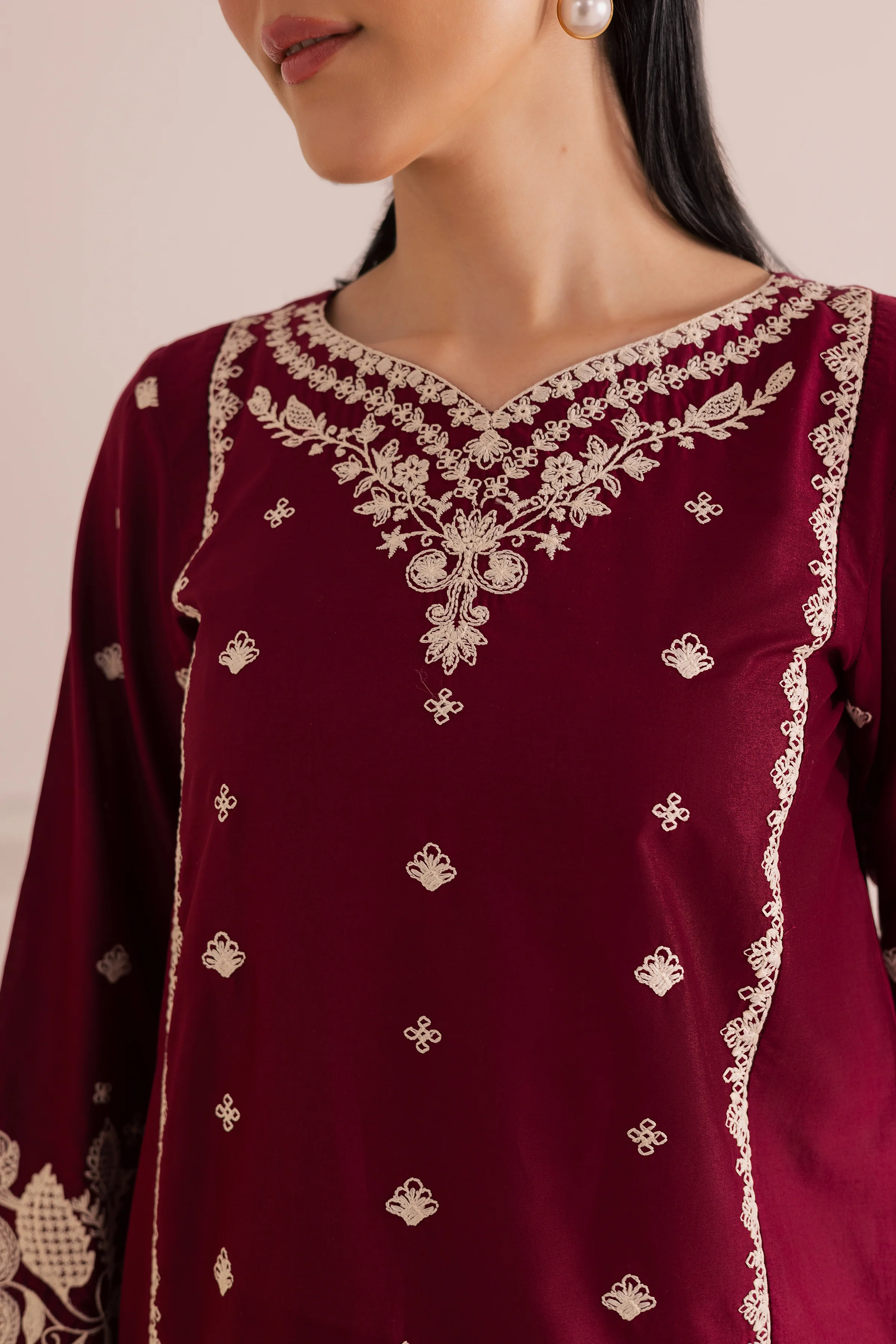 Agean Red 2Pc - Embroidered Casual Pret - Image 7