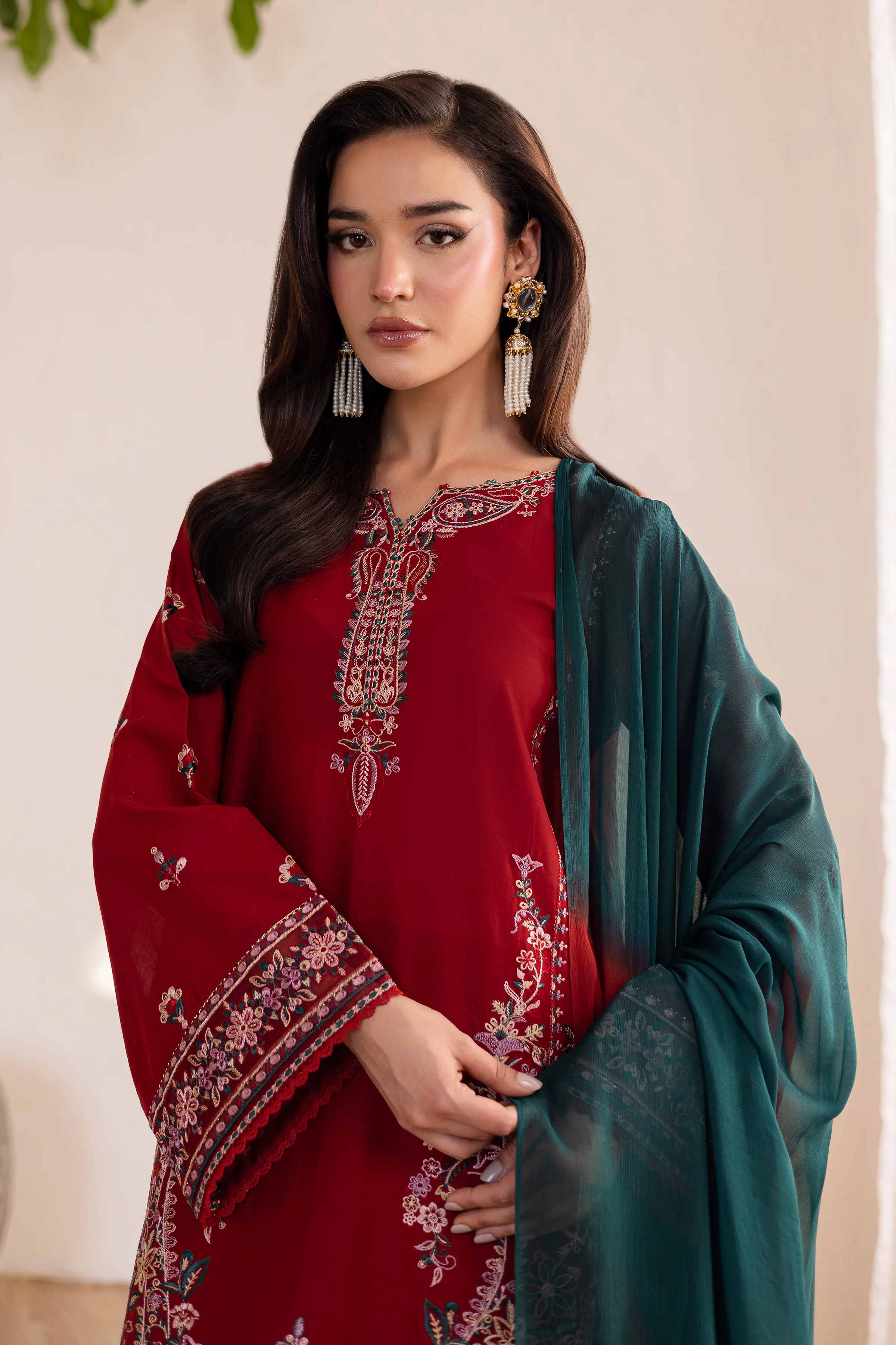 Alba 3Pc - Embroidered Solid Dress - Image 6