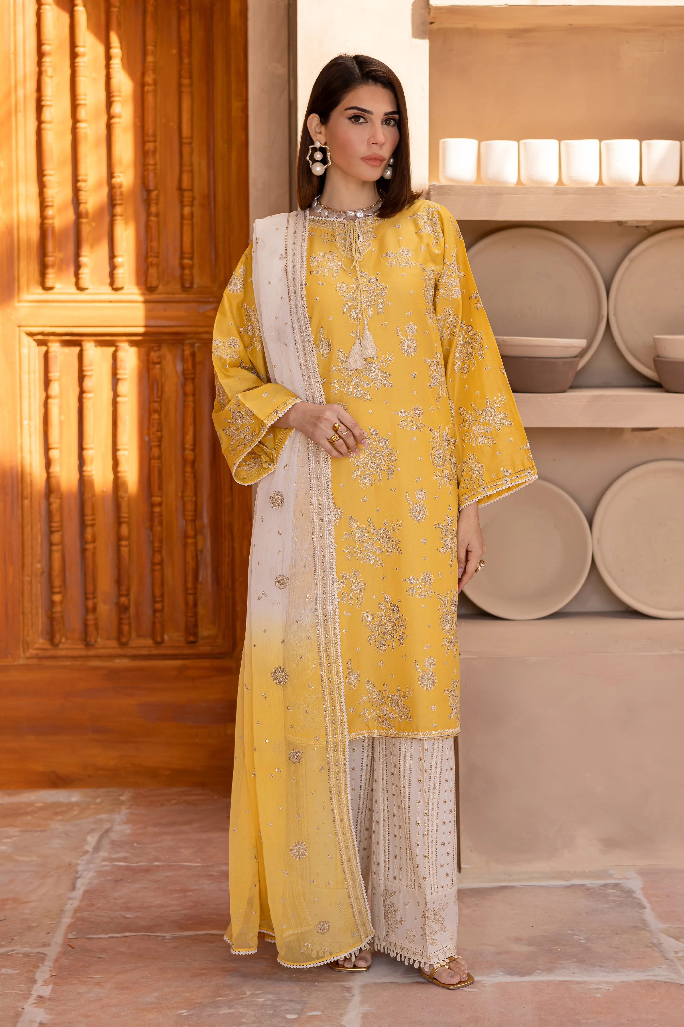 Aliea 3Pc - Embroidered Luxe Pret - Image 4