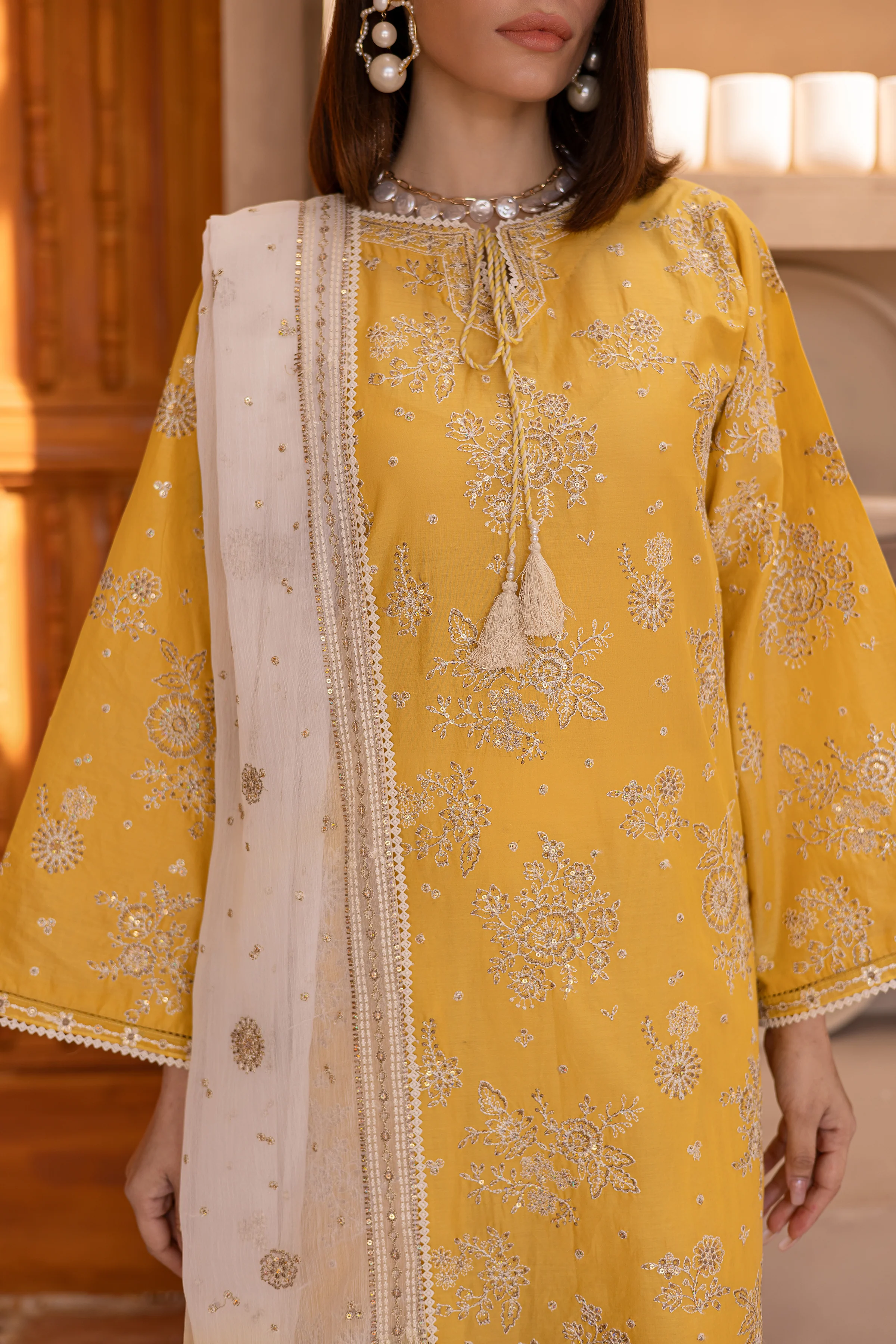 Aliea 3Pc - Embroidered Luxe Pret - Image 6