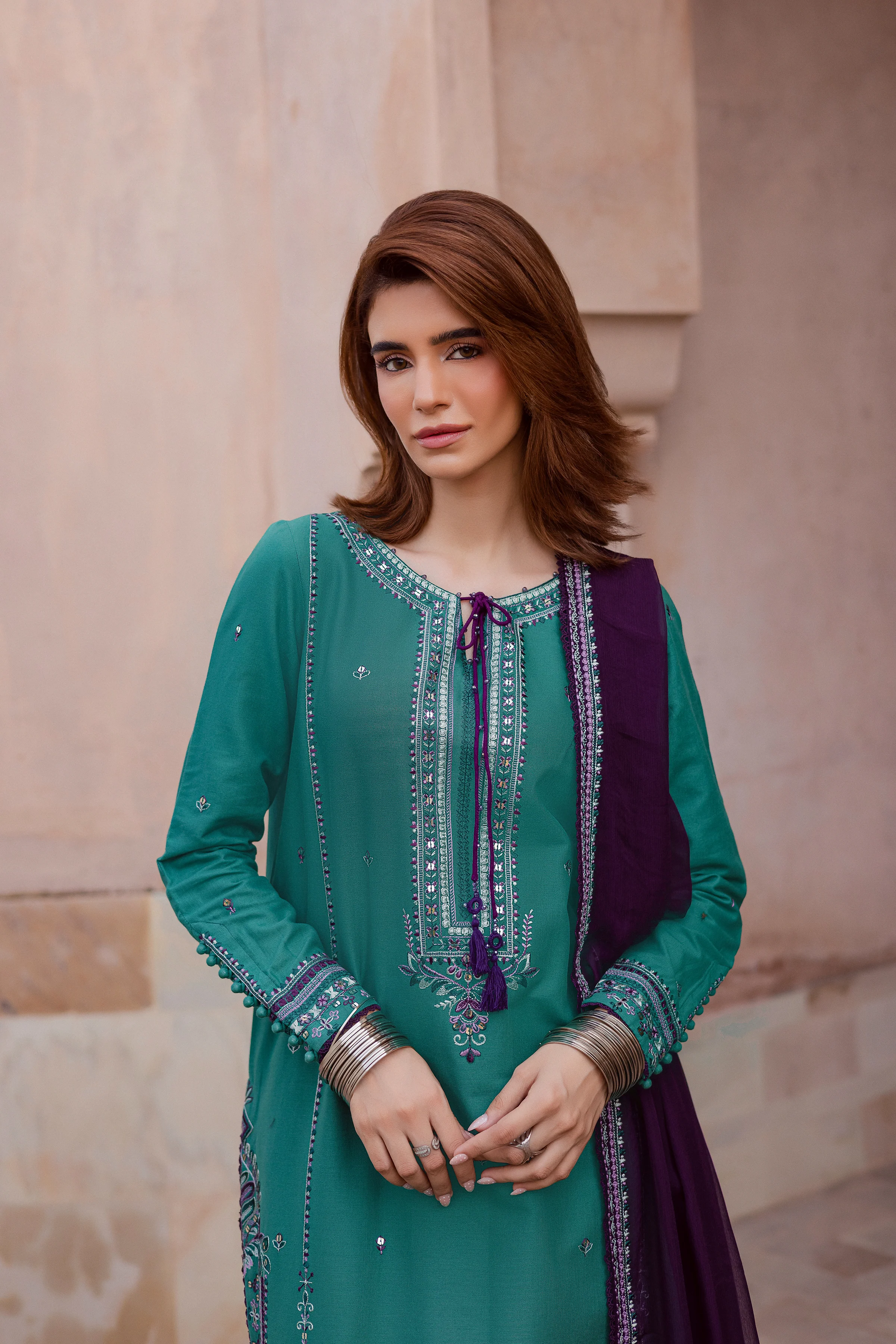 Amberleaf 3Pc - Embroidered Khaddar Dress - Image 2