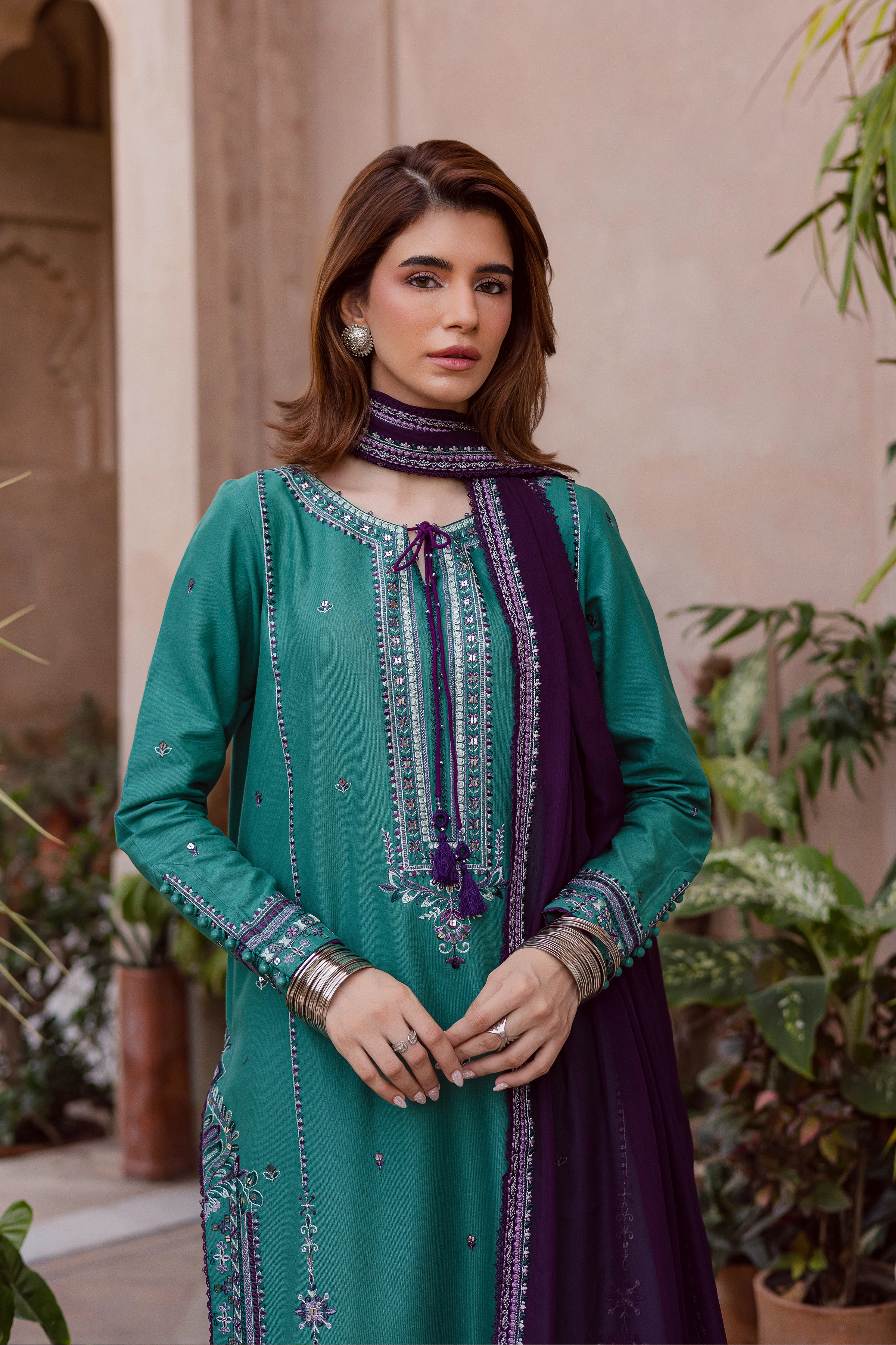 Amberleaf 3Pc - Embroidered Khaddar Dress - Image 3