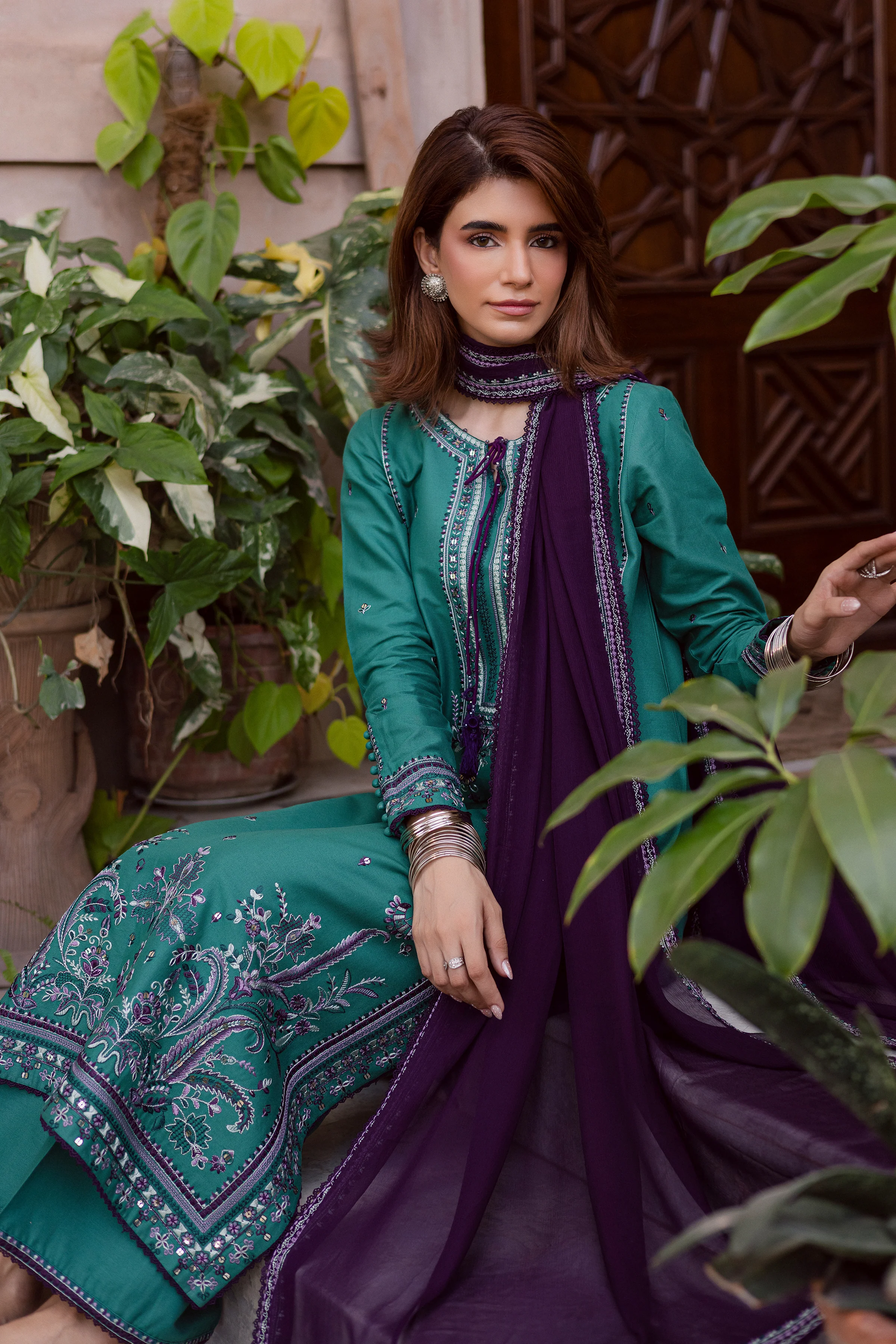 Amberleaf 3Pc - Embroidered Khaddar Dress - Image 5