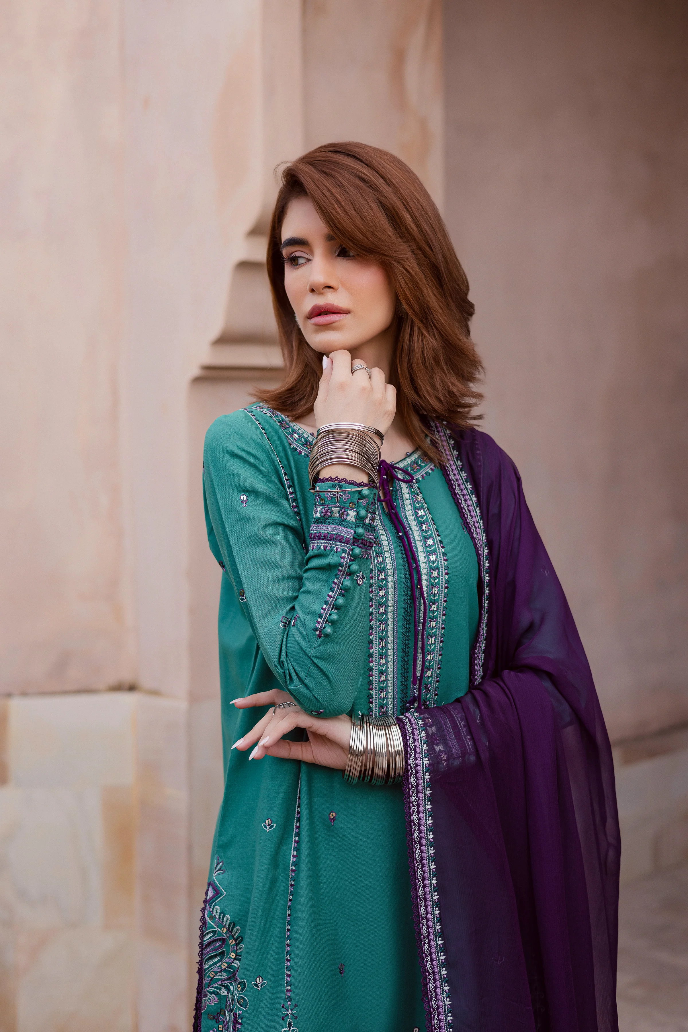 Amberleaf 3Pc - Embroidered Khaddar Dress - Image 7