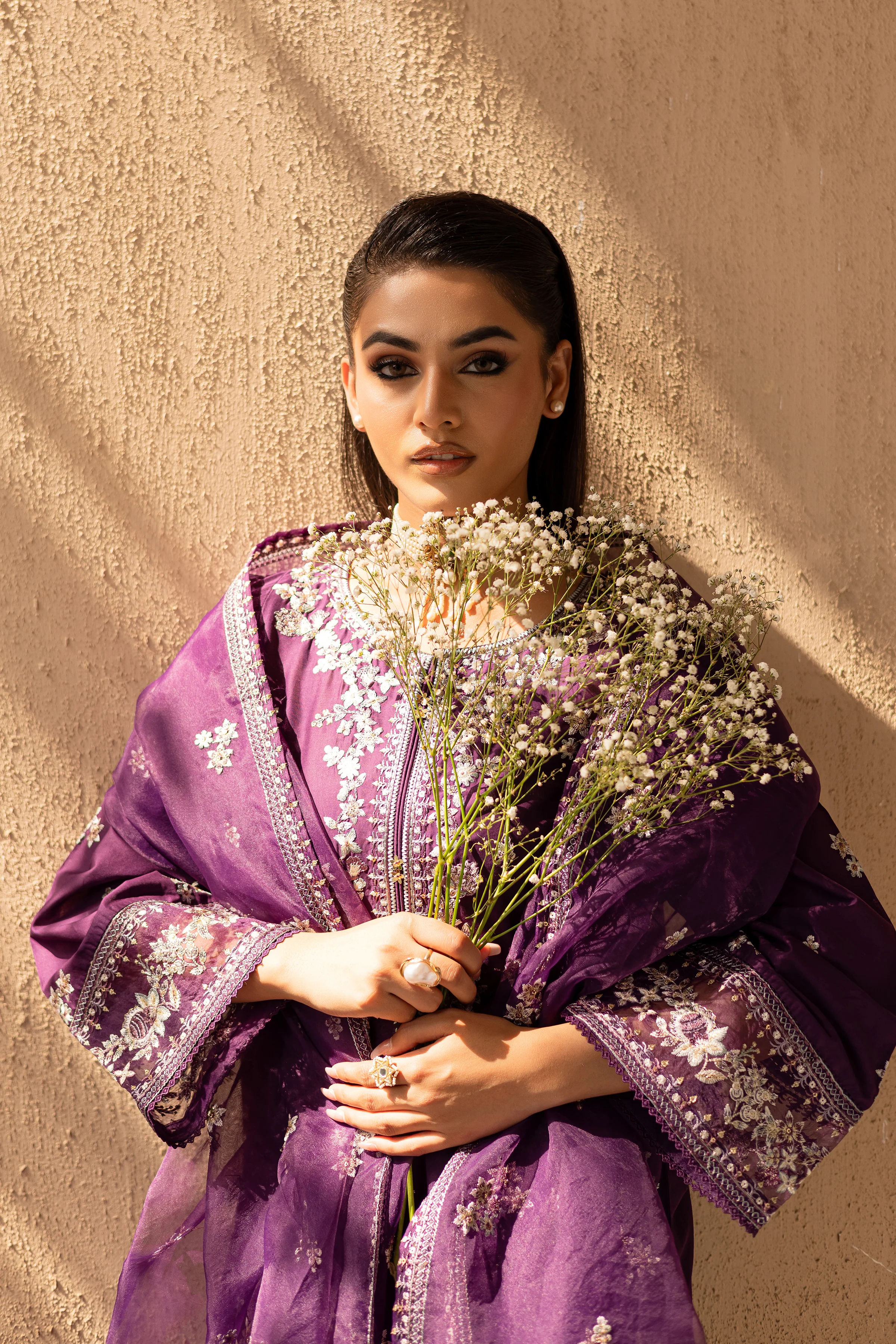Amethyst 3Pc - Embroidered Solid Dress - Image 5