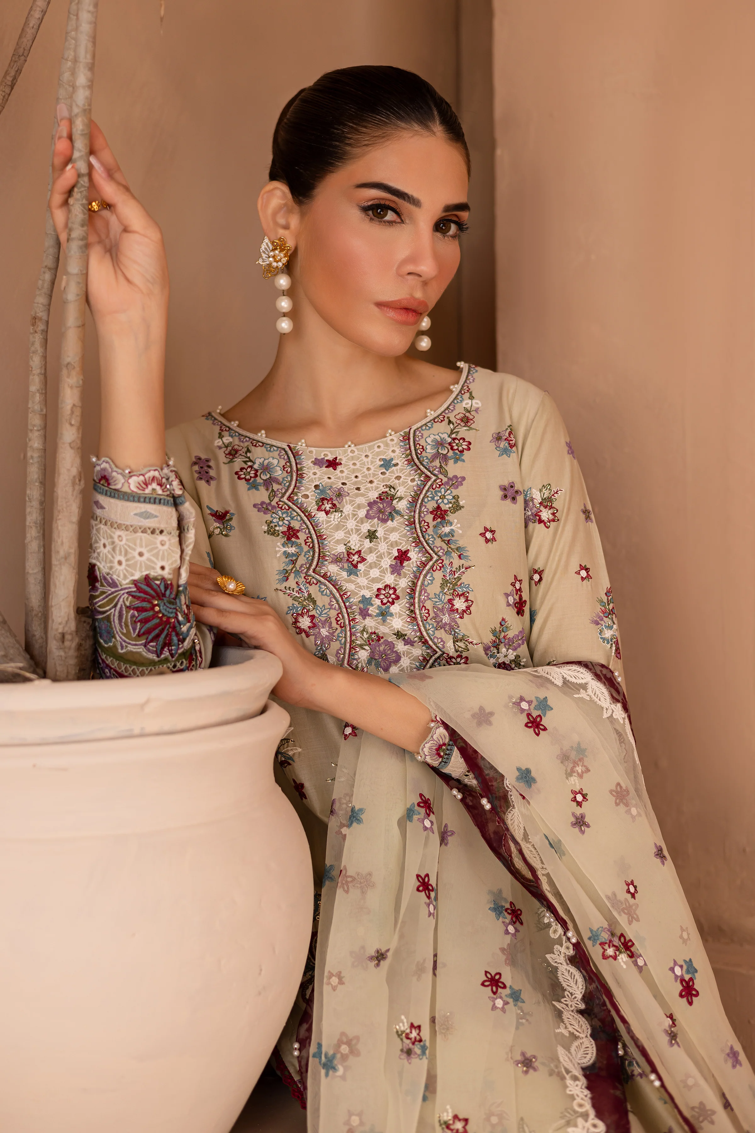 Amiraa 3Pc - Embroidered Luxe Pre - Image 5