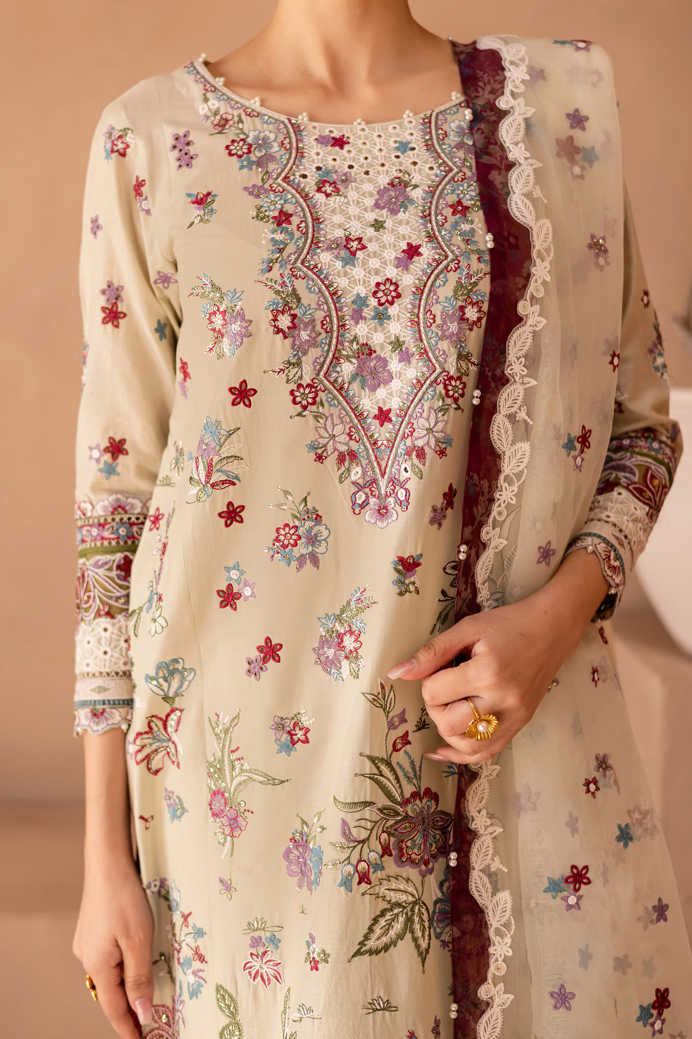 Amiraa 3Pc - Embroidered Luxe Pre - Image 6