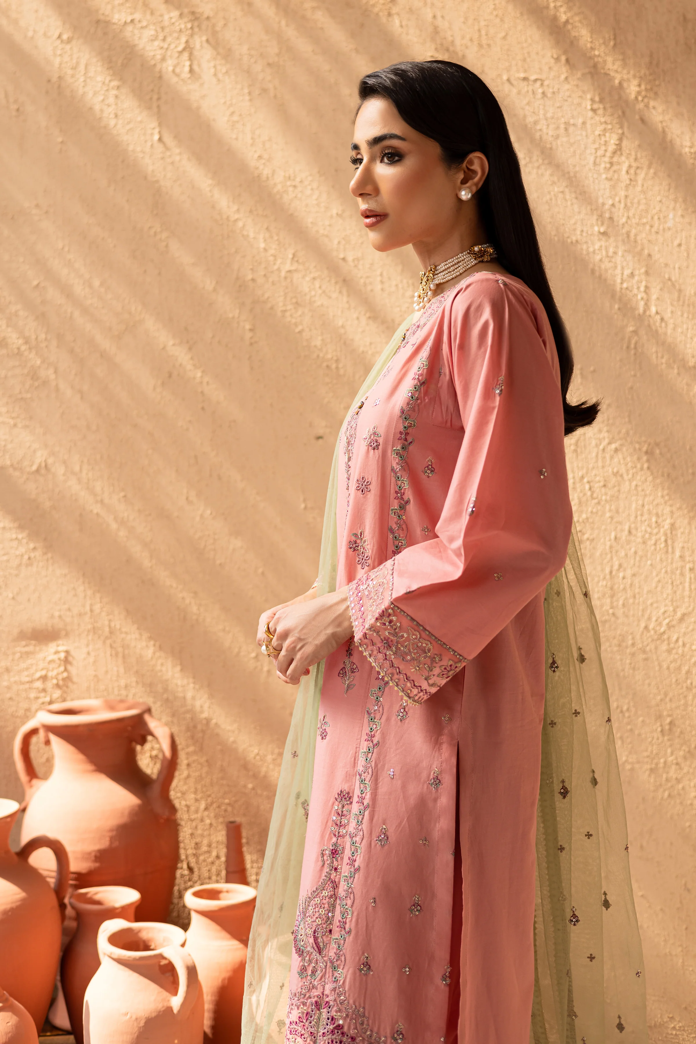 Anastasia 3Pc - Embroidered Solid Dress - Image 6