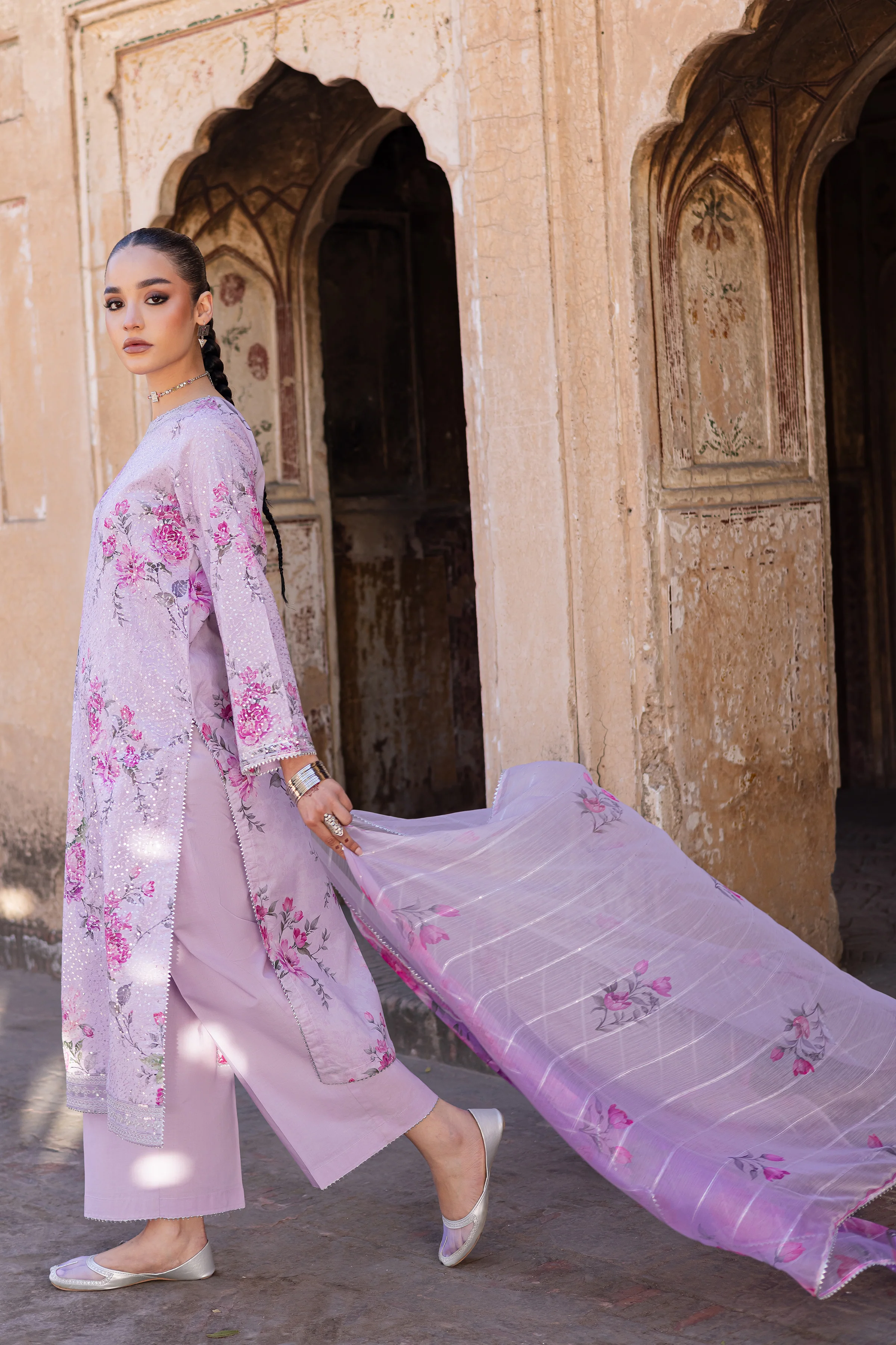 Angela 3Pc - Printed Lawn Dress - Image 4