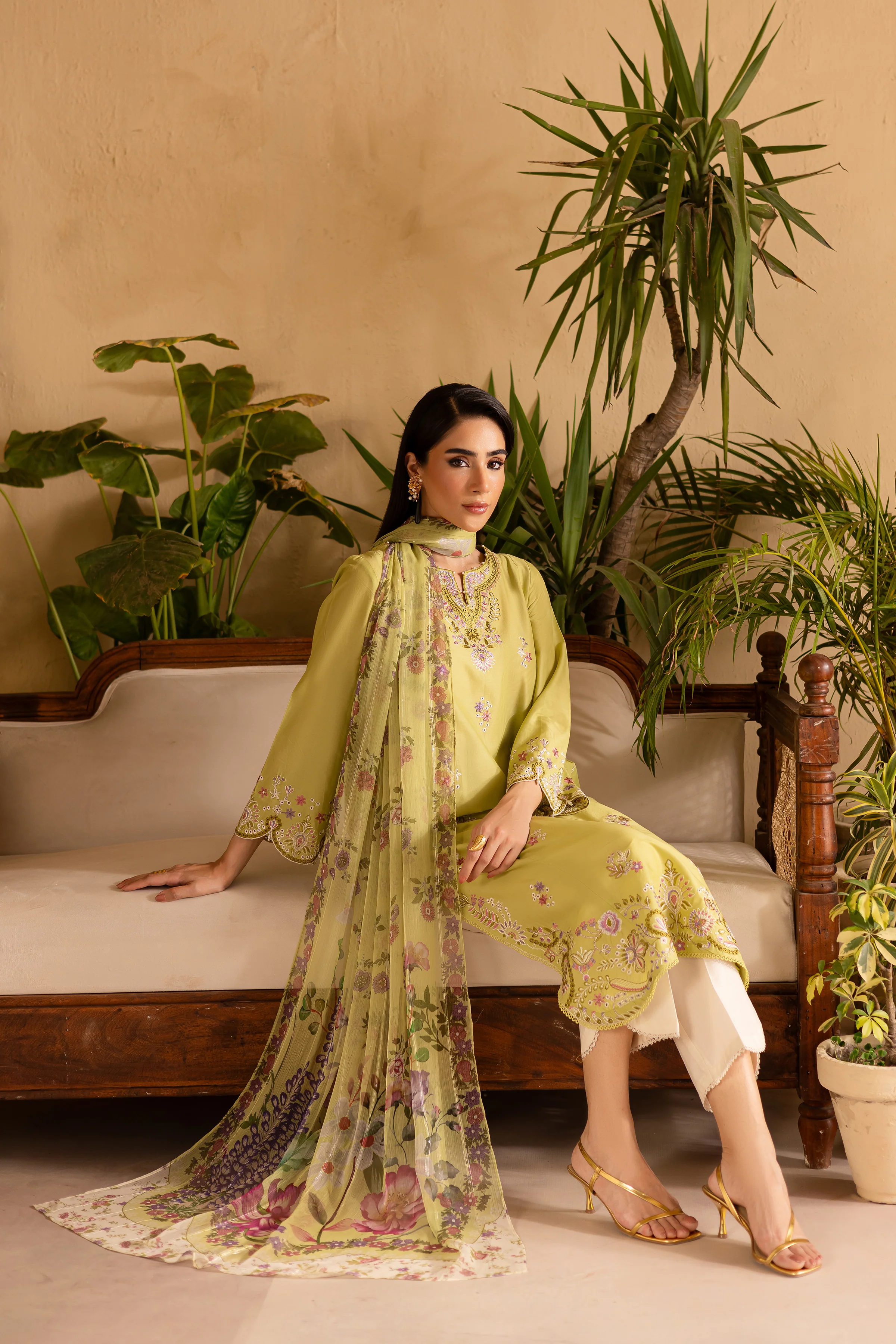 Apple Pie 3Pc - Embroidered Solid Dress - Image 4
