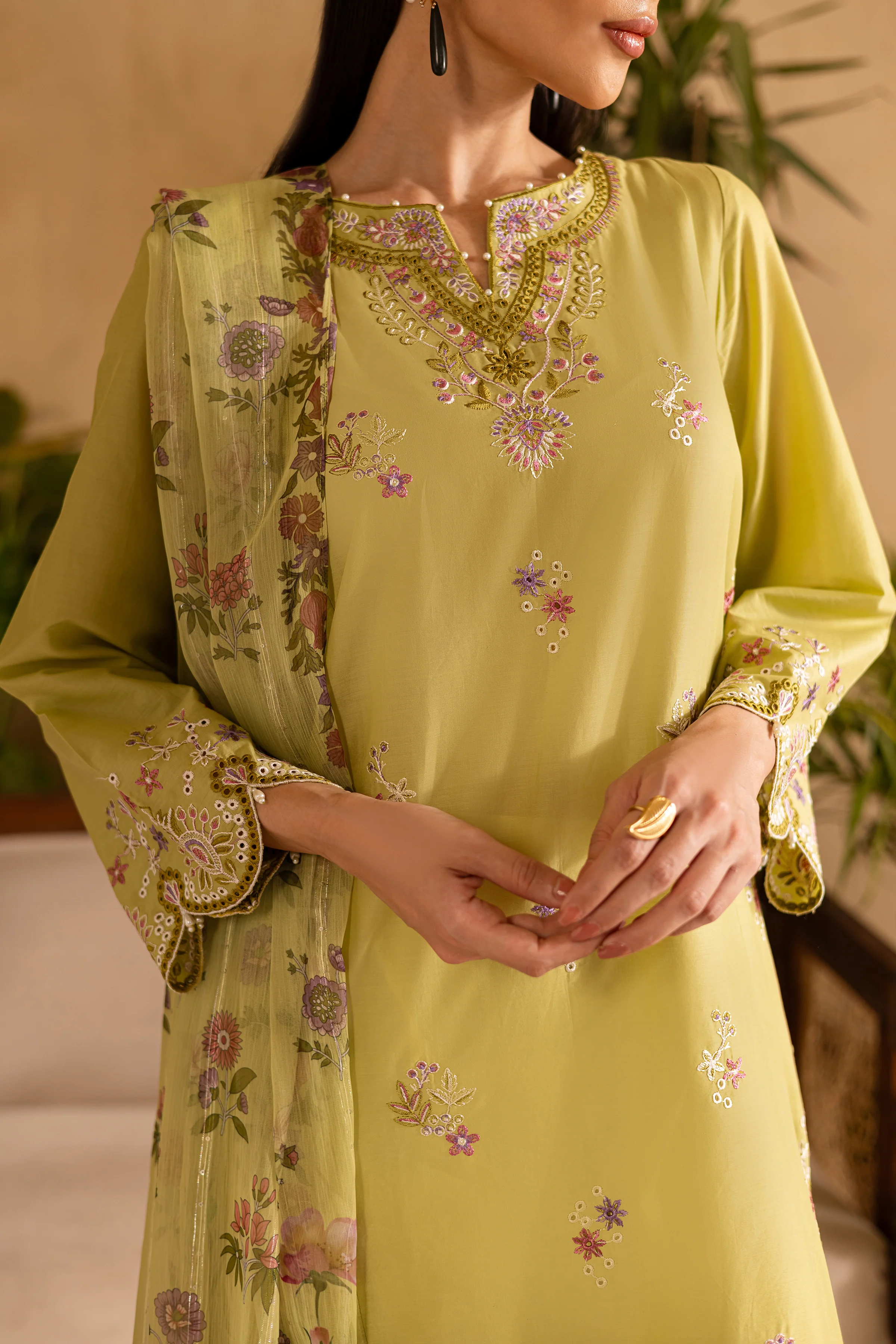 Apple Pie 3Pc - Embroidered Solid Dress - Image 6