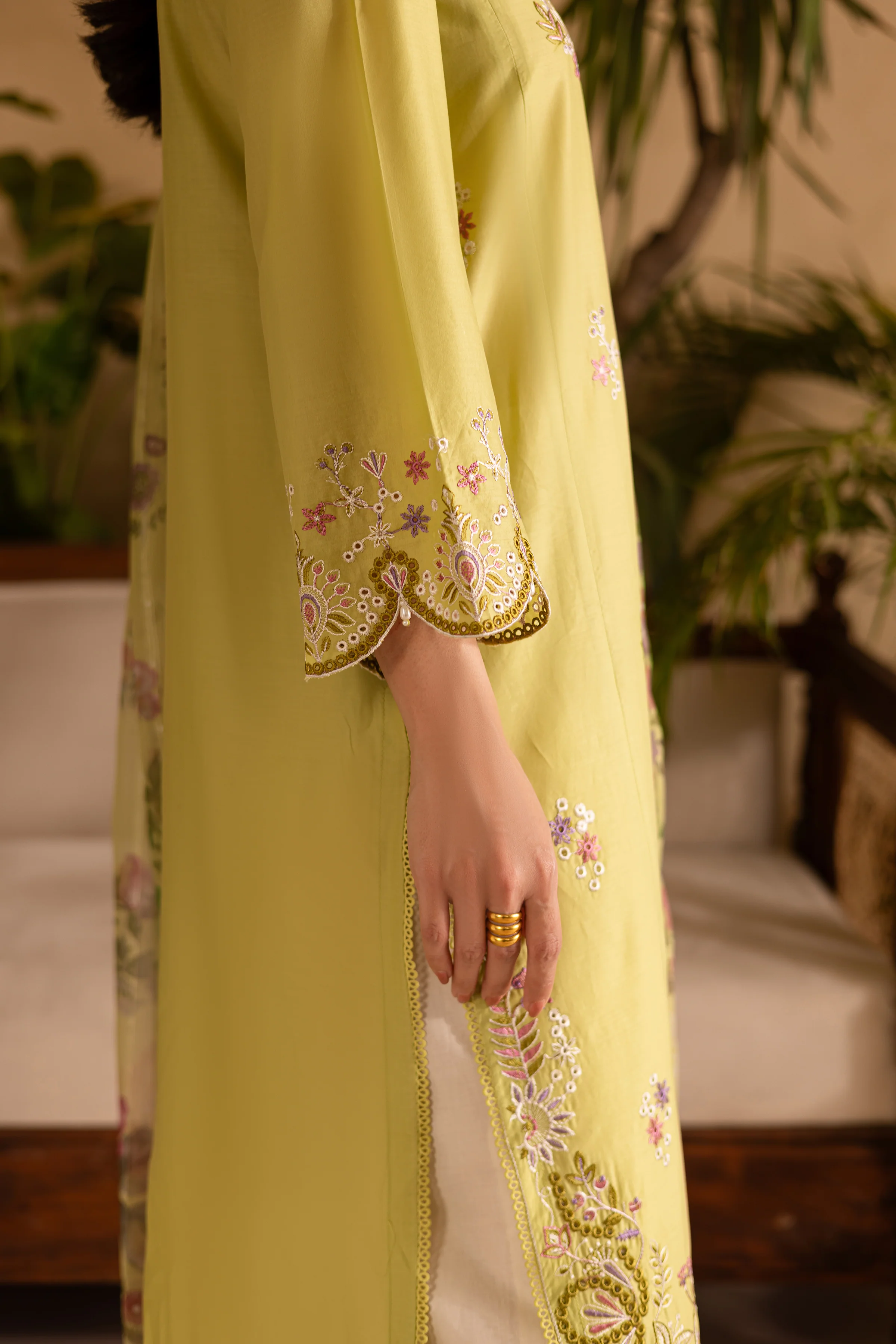 Apple Pie 3Pc - Embroidered Solid Dress - Image 7