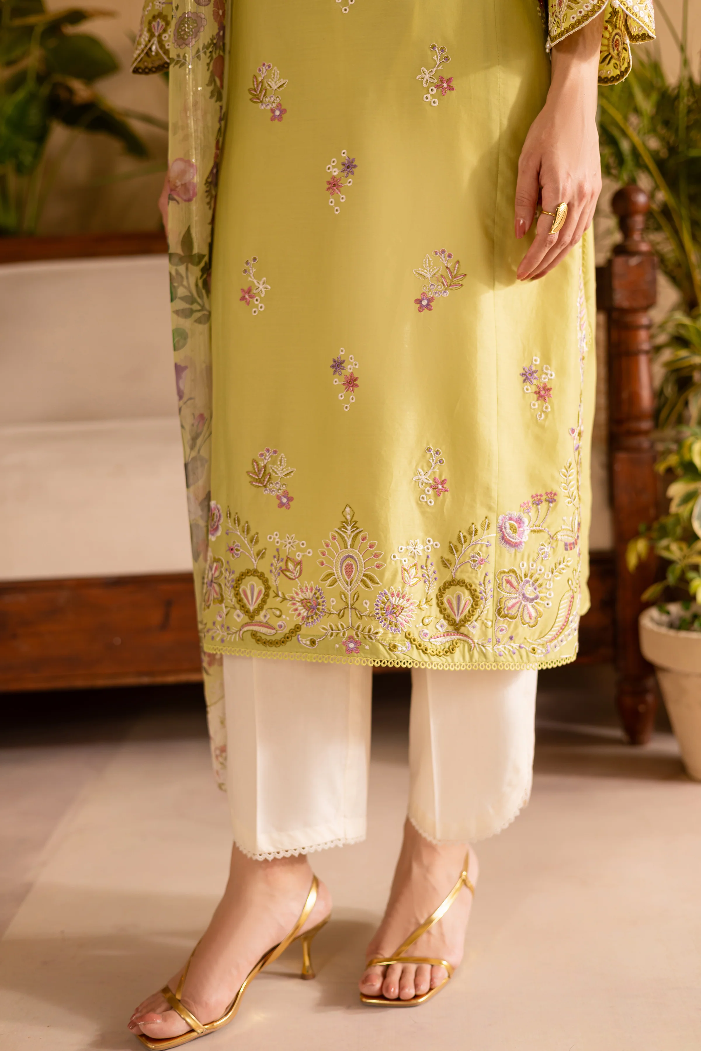 Apple Pie 3Pc - Embroidered Solid Dress - Image 8