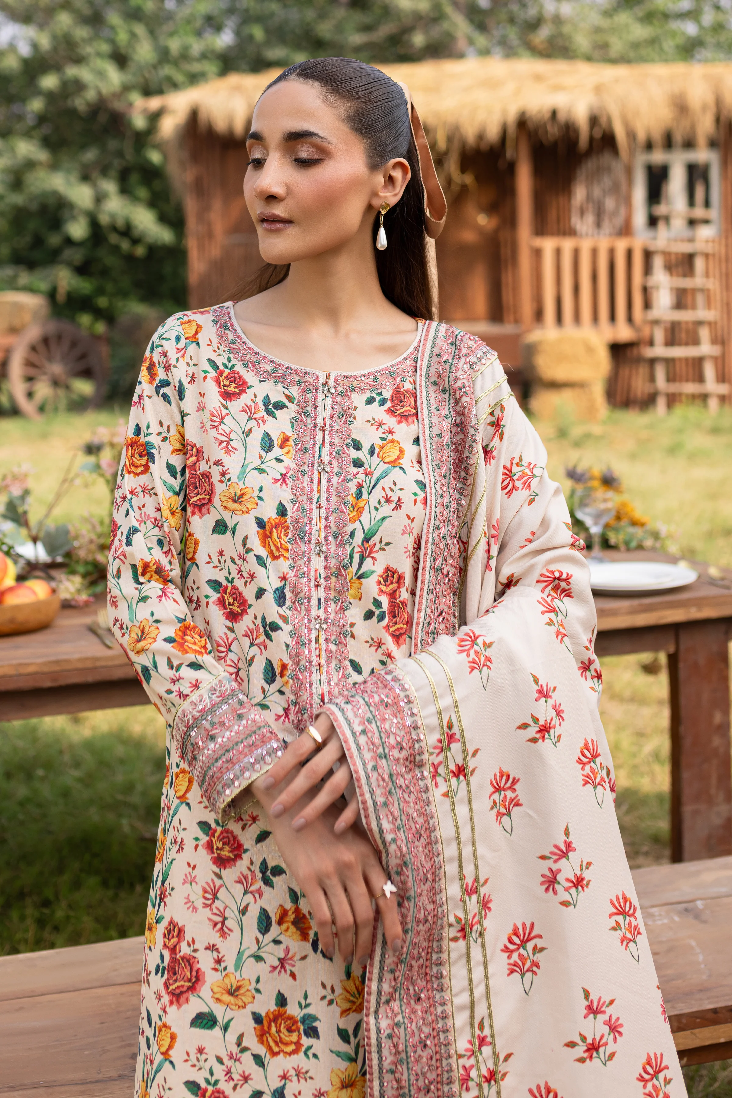 Russel 3Pc - Printed Khaddar Dress - Image 2