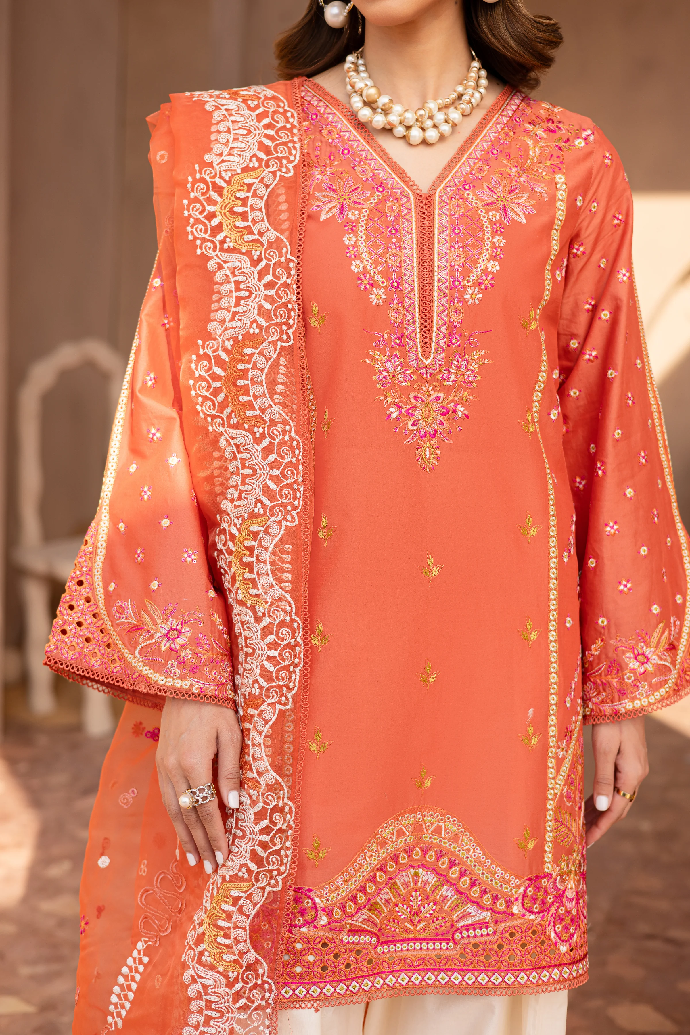 Ashnah 3Pc - Embroidered Luxe Pret - Image 10