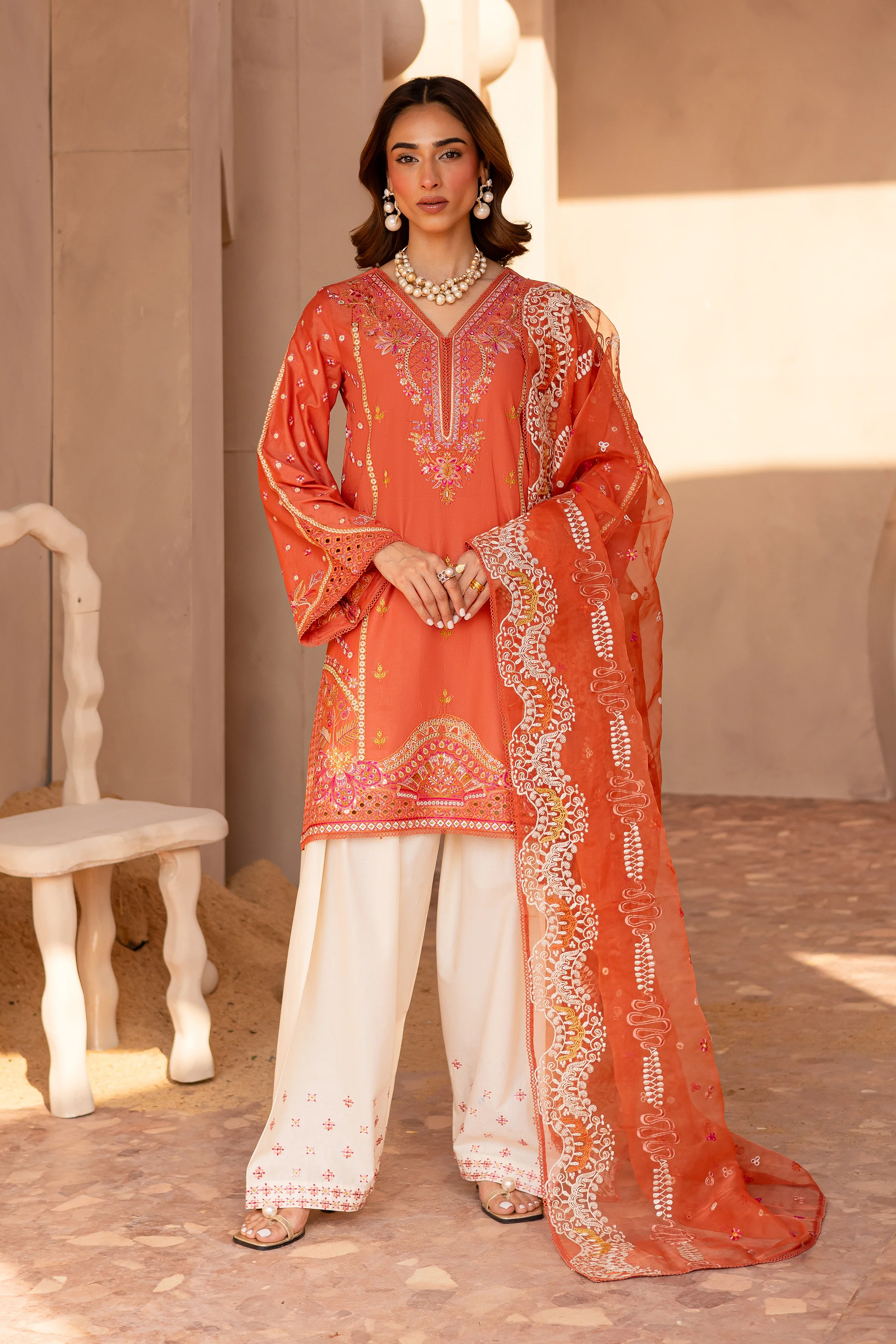 Ashnah 3Pc - Embroidered Luxe Pret - Image 6
