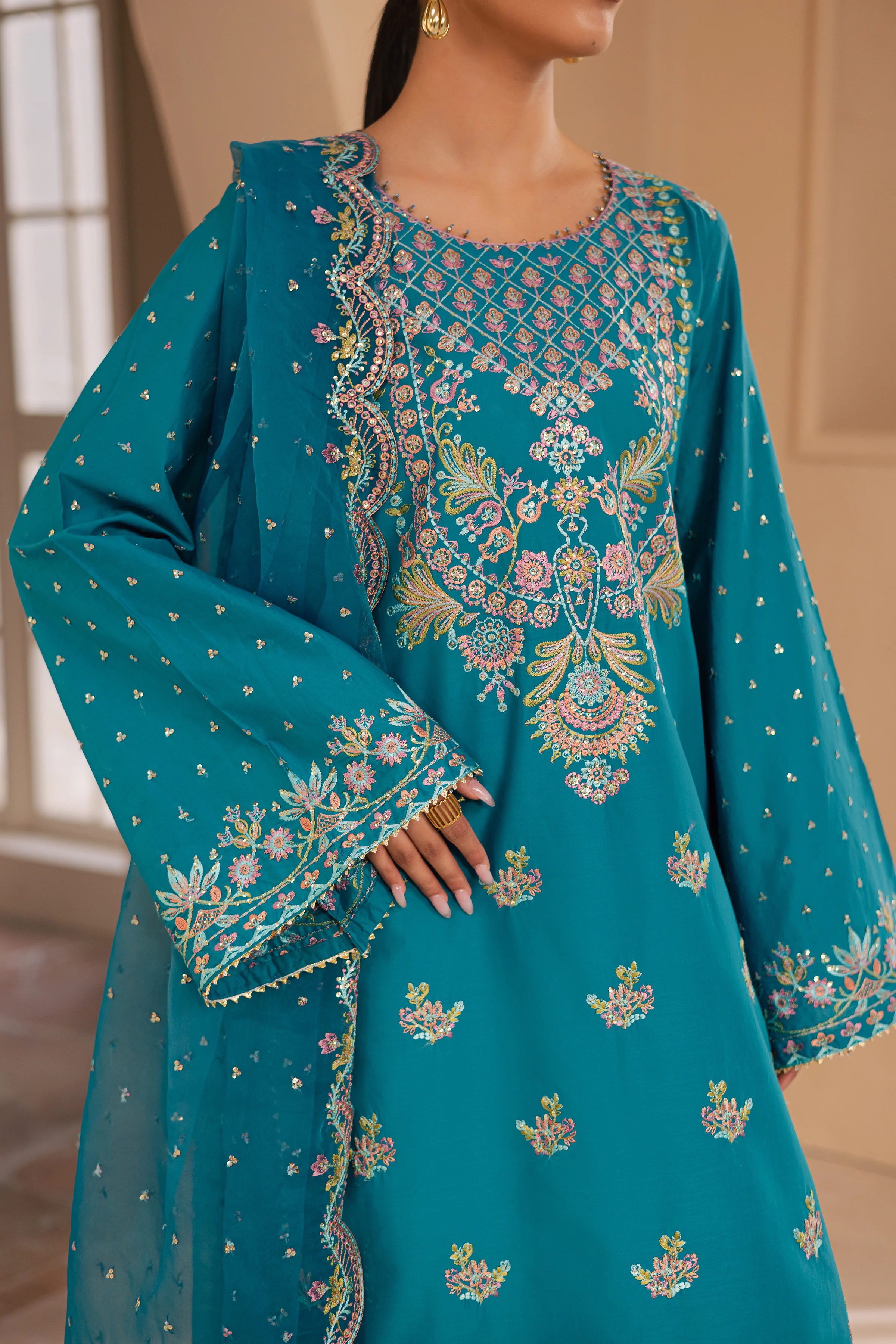 Asmarah 3Pc - Embroidered Lawn Dress - Image 7