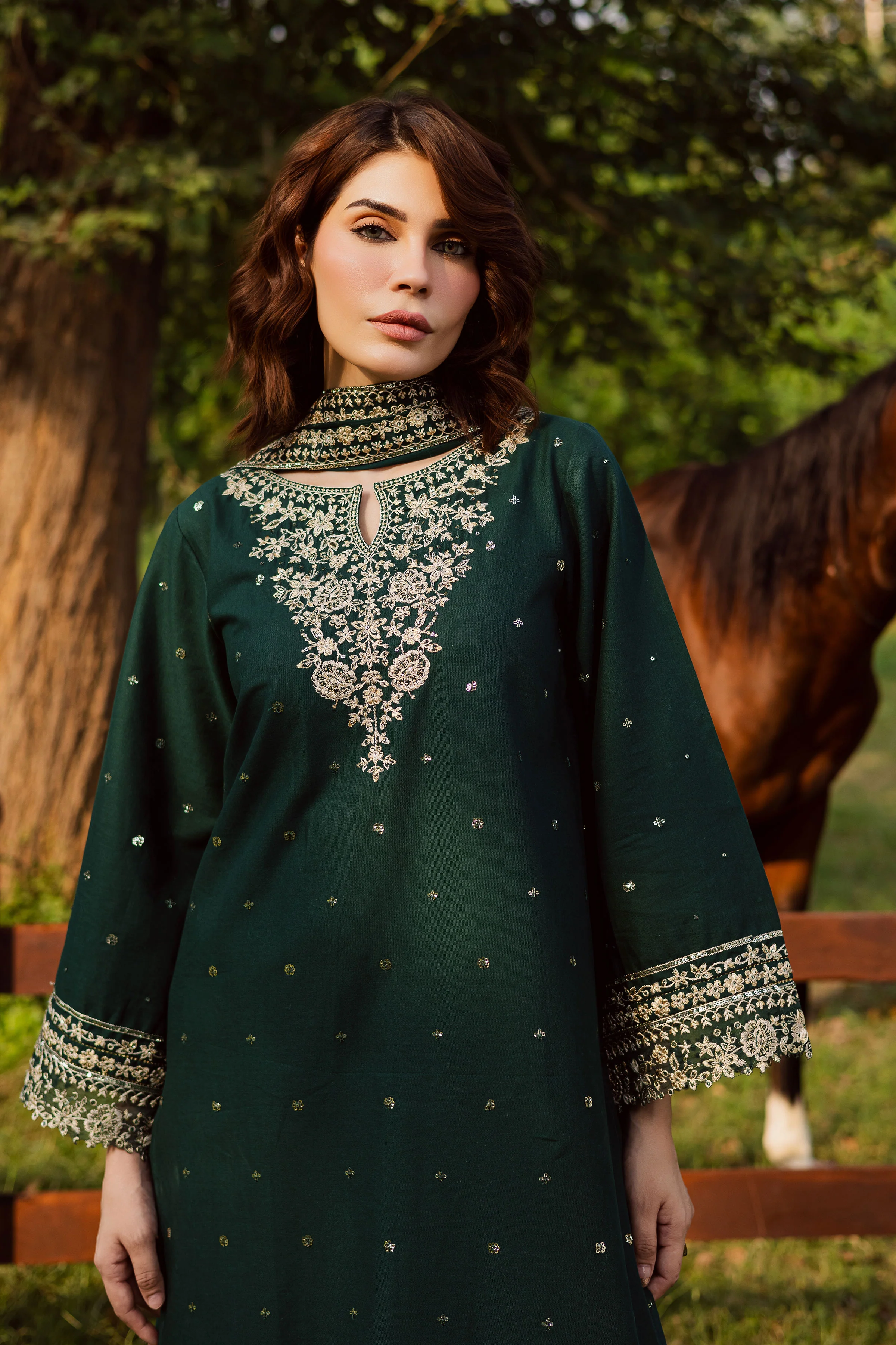 Asmira 3Pc - Embroidered Khaddar Dress - Image 2
