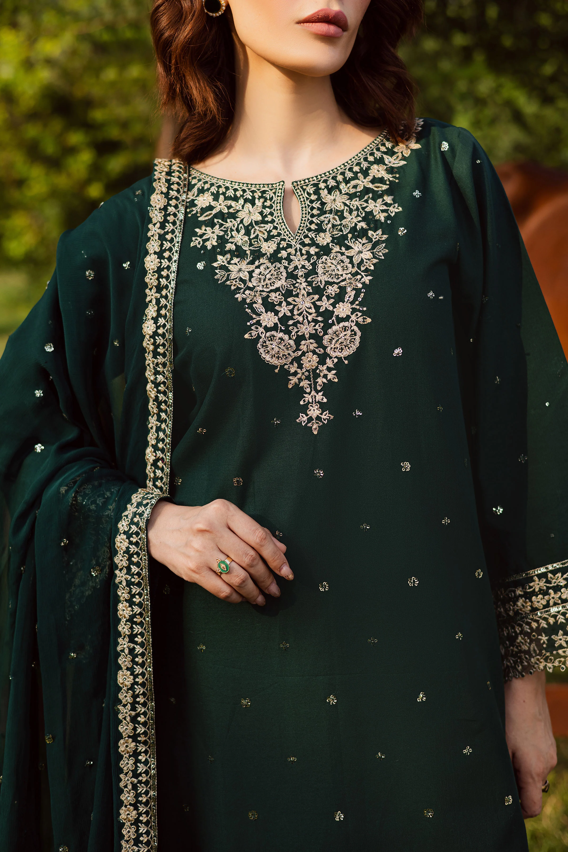 Asmira 3Pc - Embroidered Khaddar Dress - Image 5