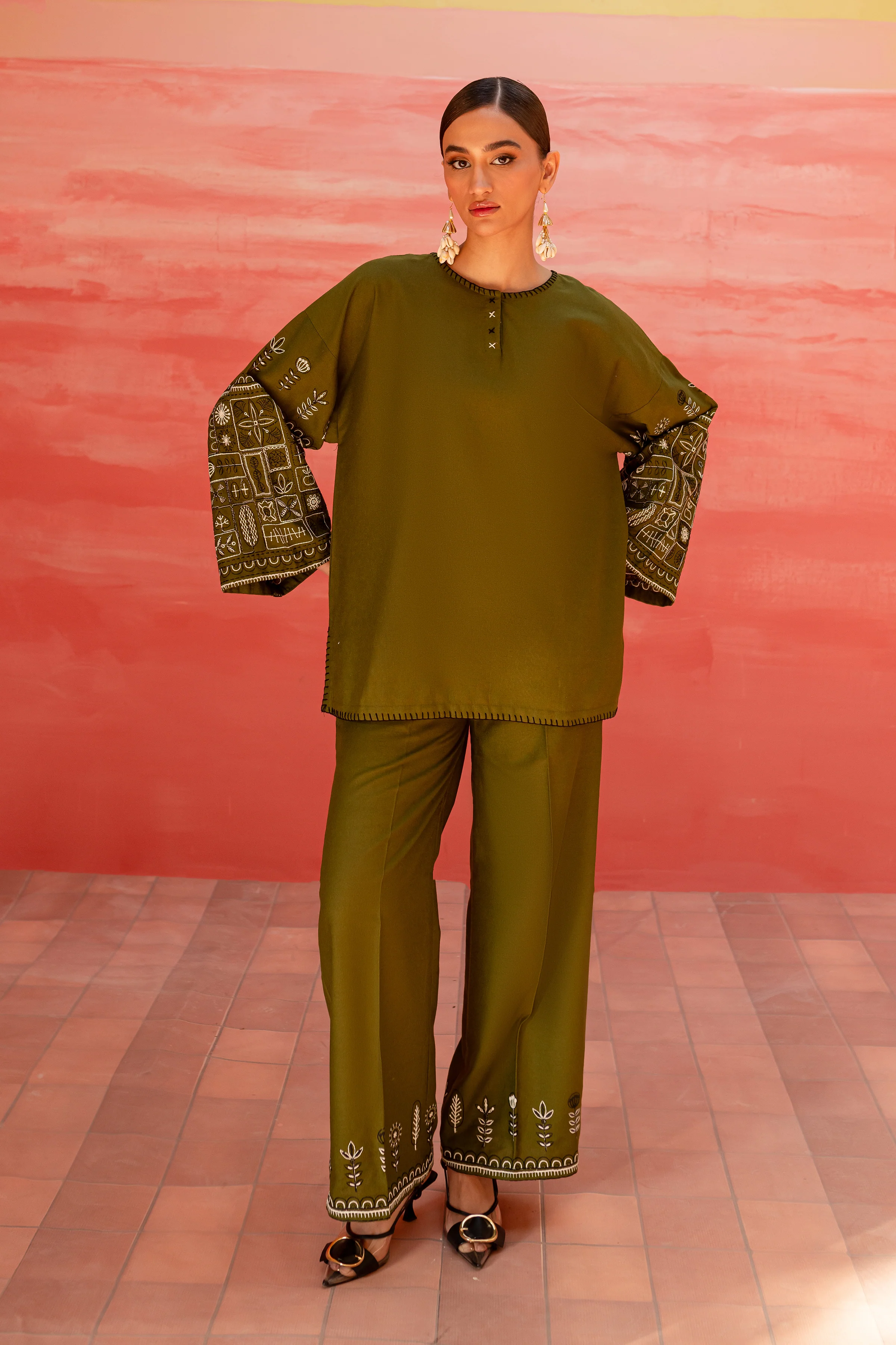 Atwood 2Pc - Embroidered Karandi Dress - Image 4