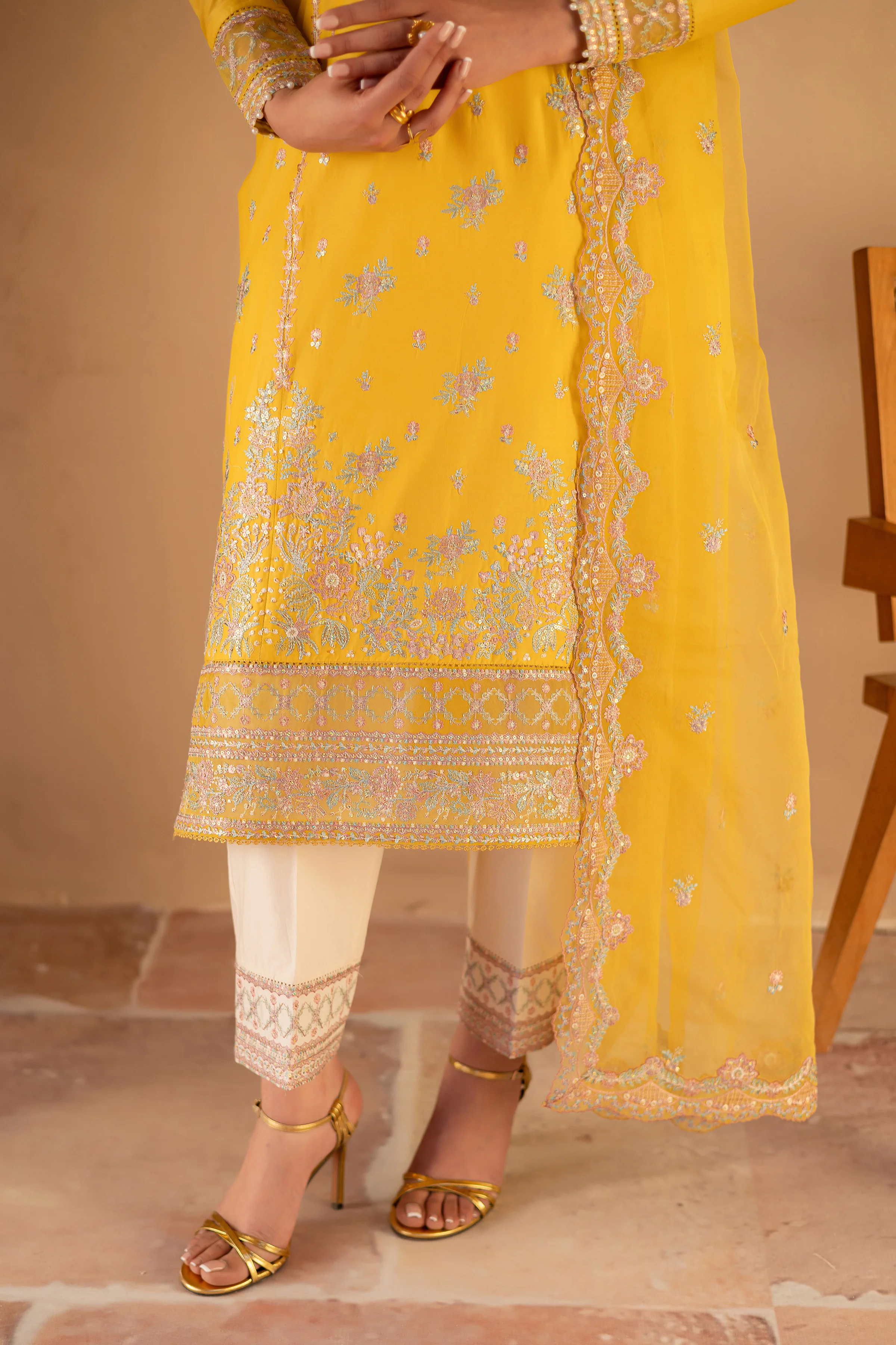Aurelia 3Pc - Embroidered Luxe Pret - Image 7