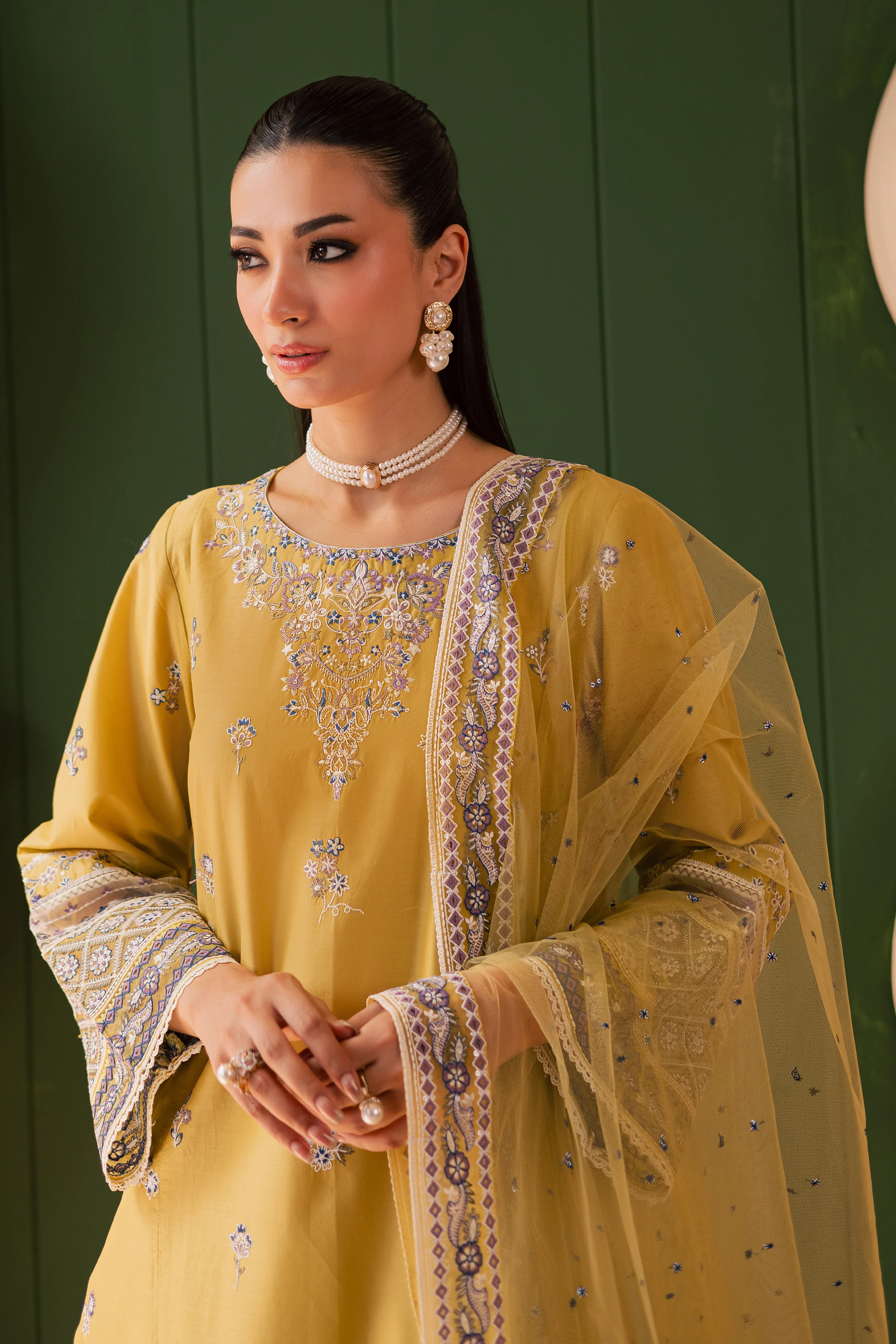 Avaia 3Pc - Embroidered Solid Dress - Image 2