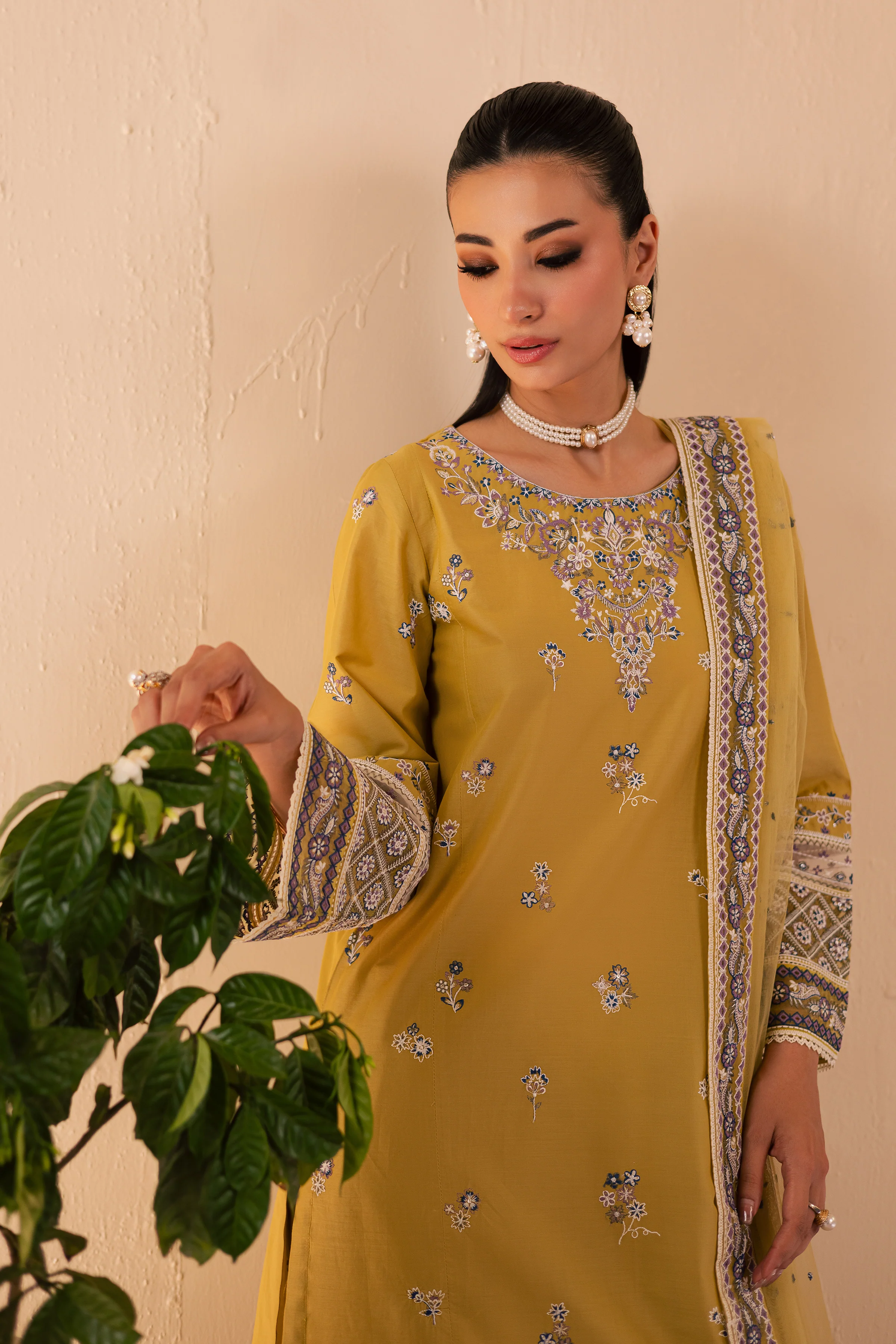 Avaia 3Pc - Embroidered Solid Dress - Image 3