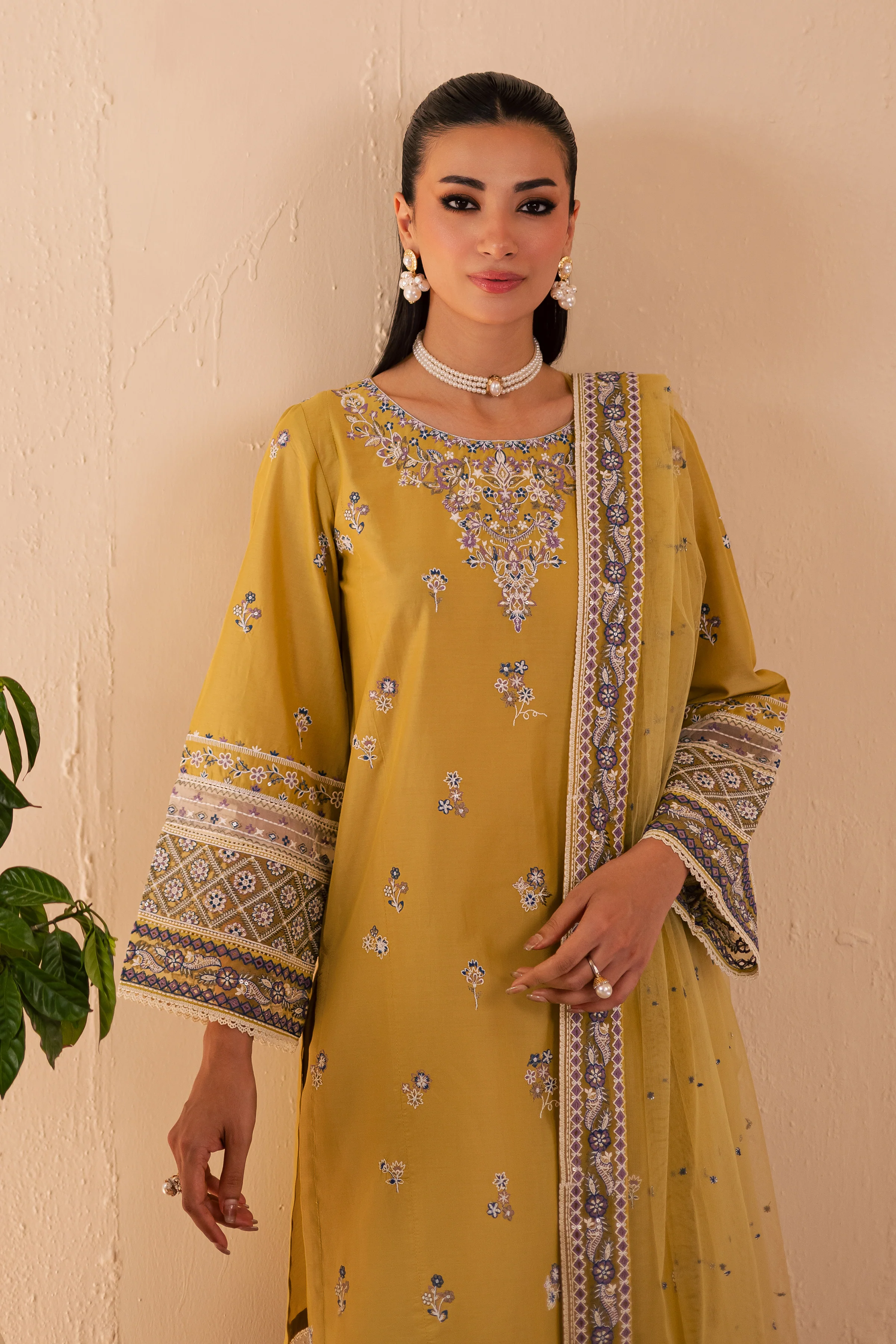 Avaia 3Pc - Embroidered Solid Dress - Image 5