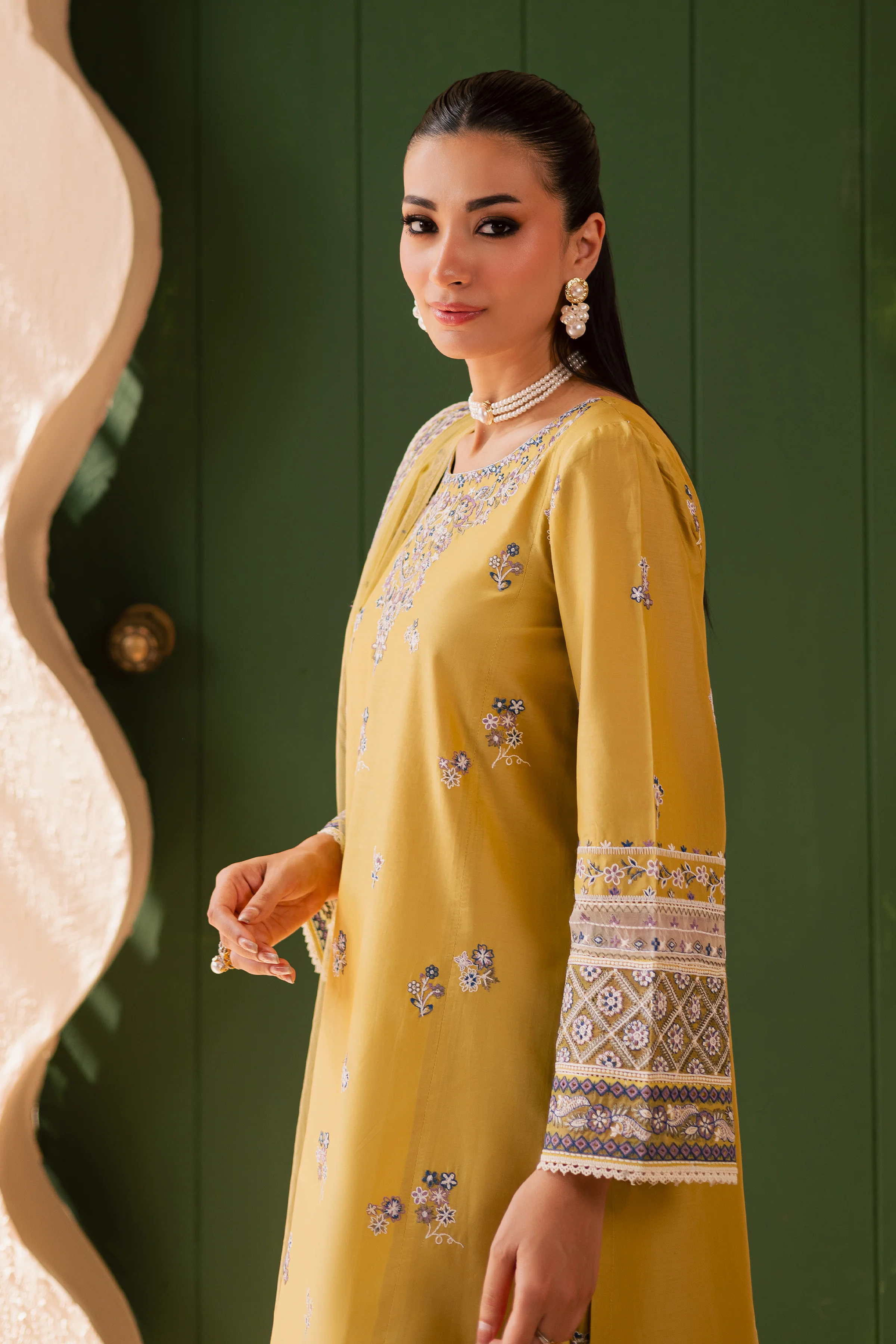 Avaia 3Pc - Embroidered Solid Dress - Image 6