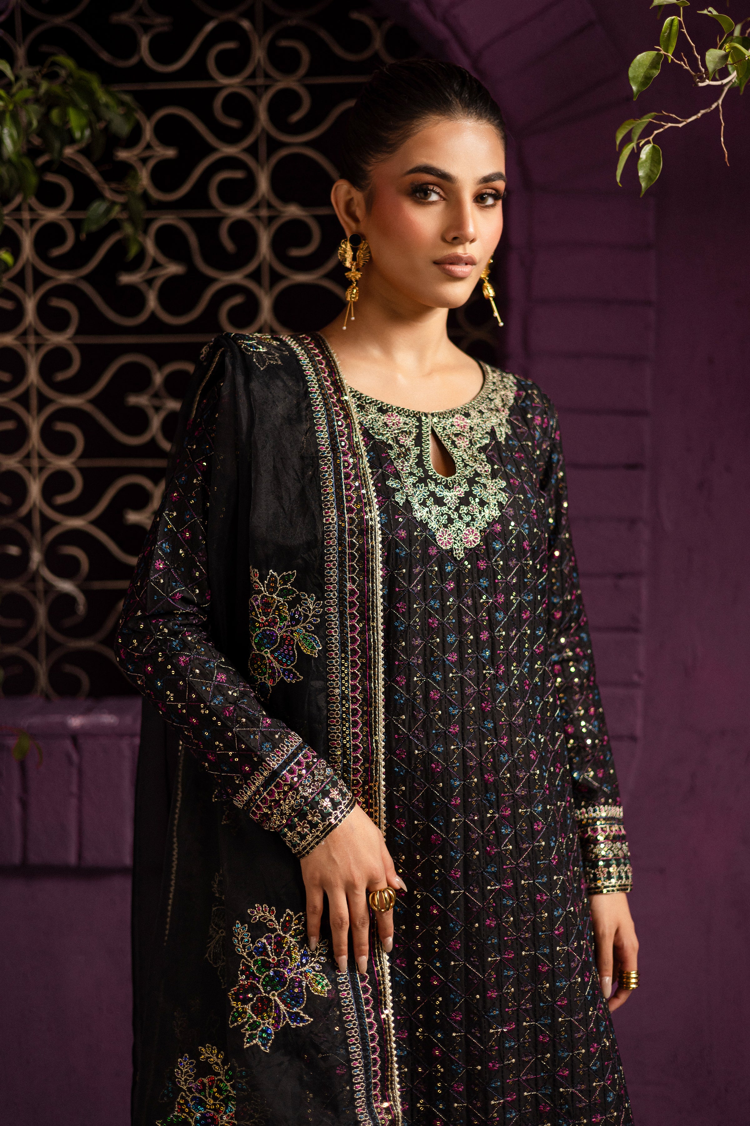 Aylin 3Pc - Embroidered Solid Dress - Image 3