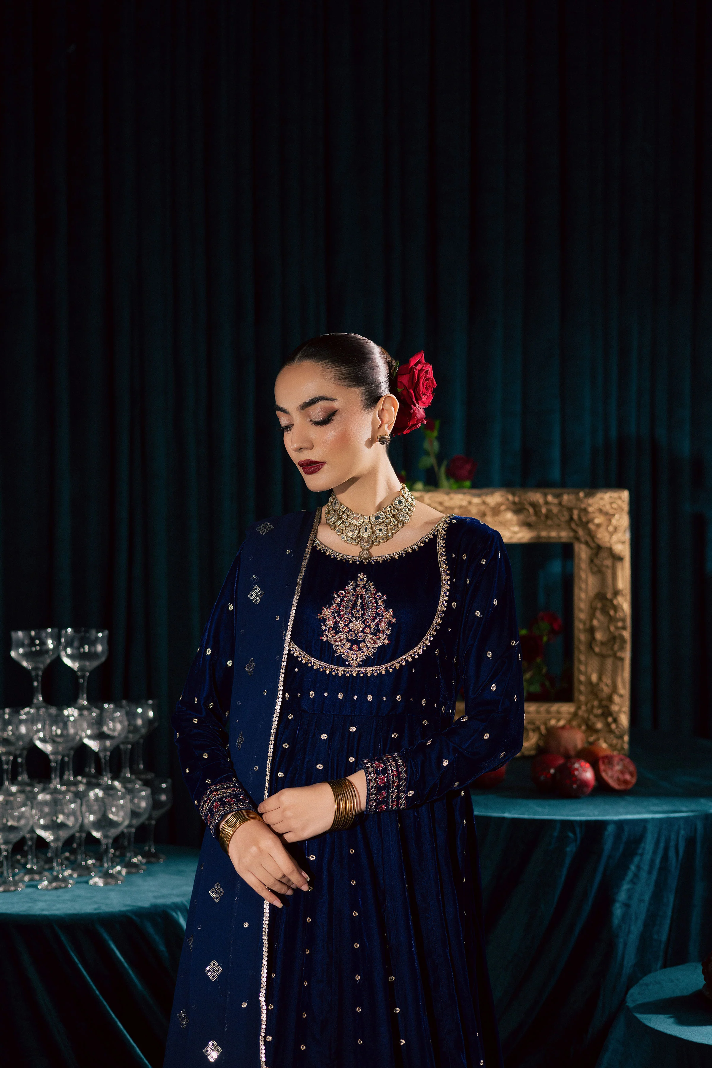 Azra 3Pc - Velvet Formal Dress - Image 10