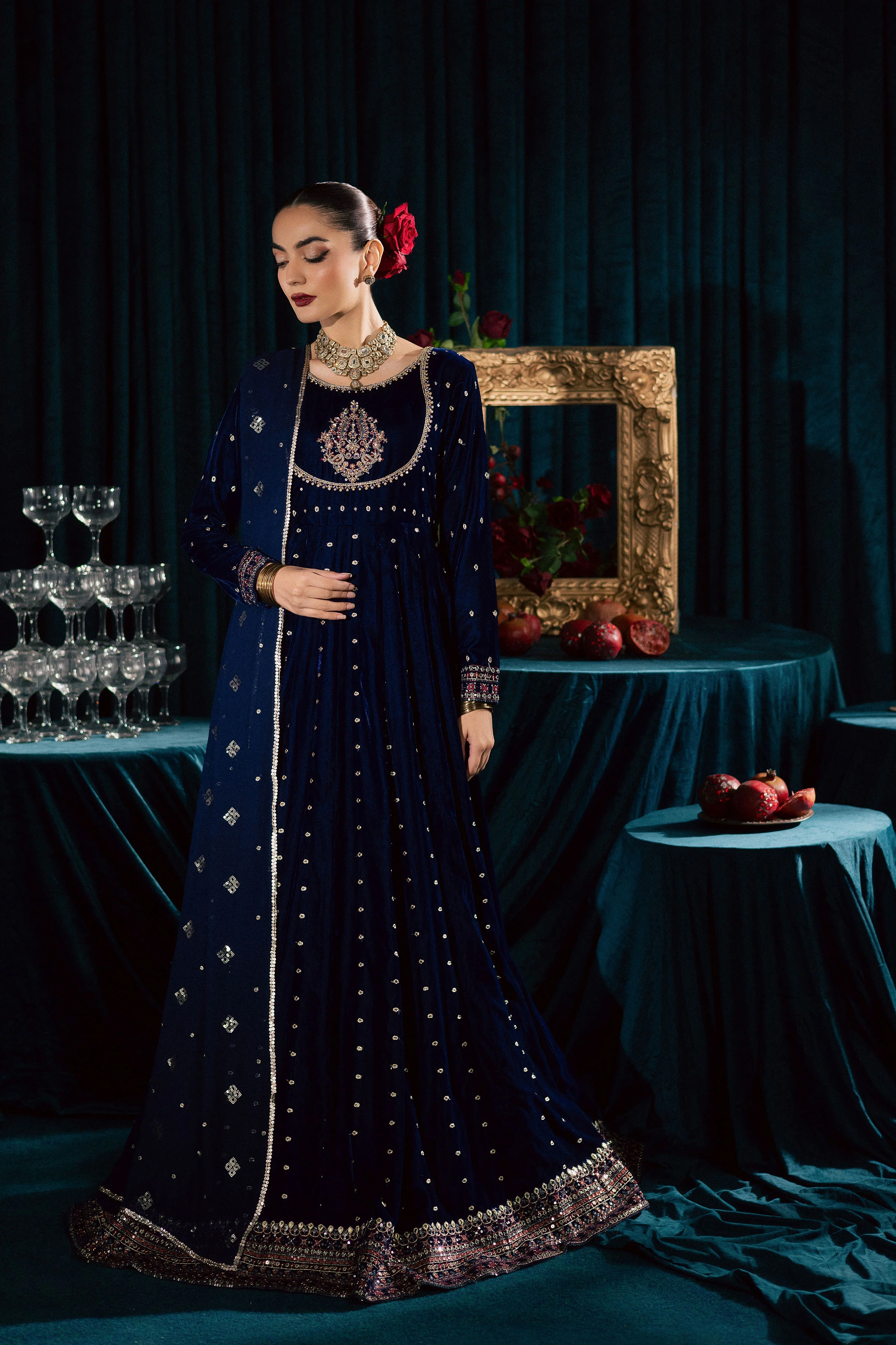 Azra 3Pc - Velvet Formal Dress - Image 11
