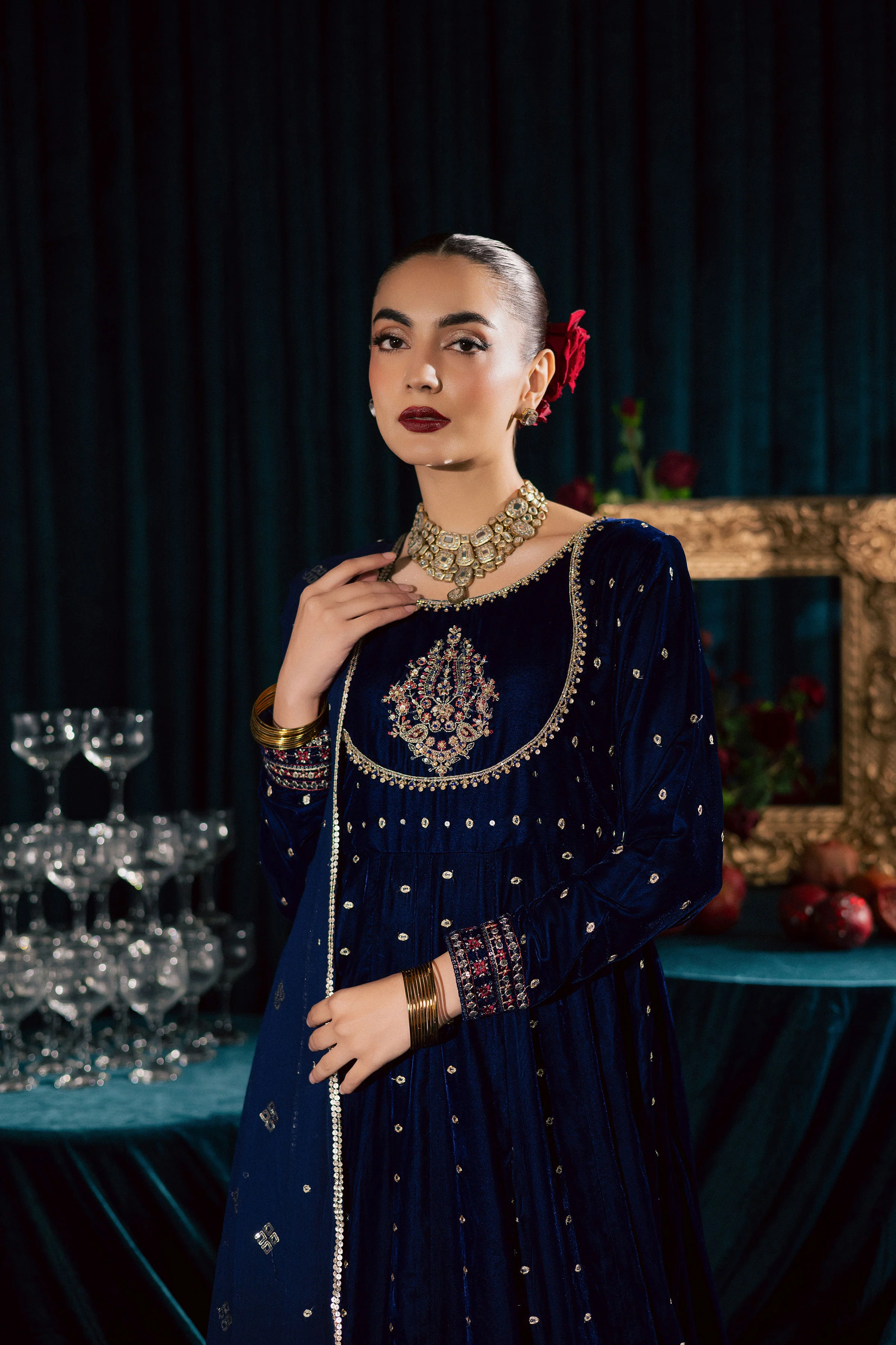 Azra 3Pc - Velvet Formal Dress - Image 2