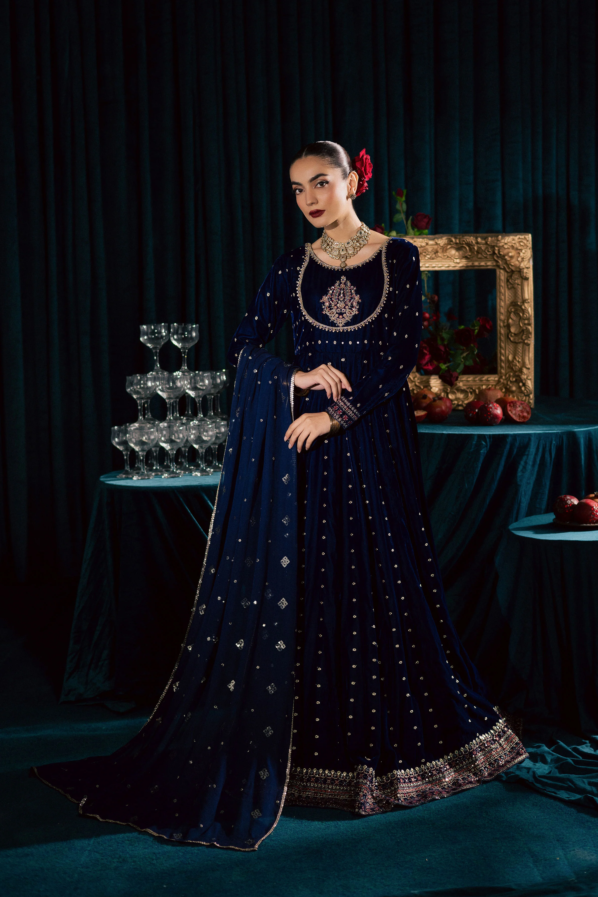 Azra 3Pc - Velvet Formal Dress - Image 6