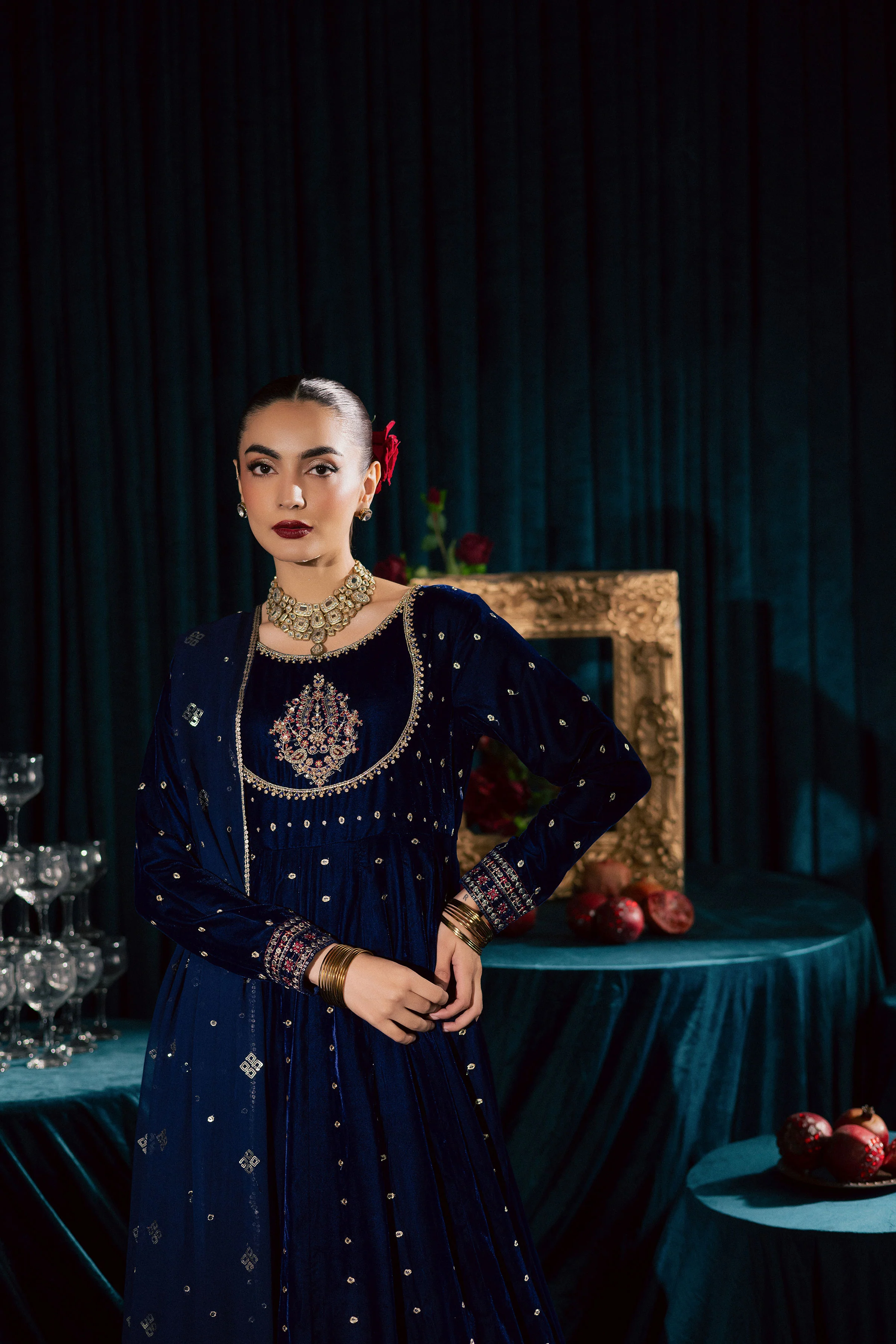 Azra 3Pc - Velvet Formal Dress - Image 7