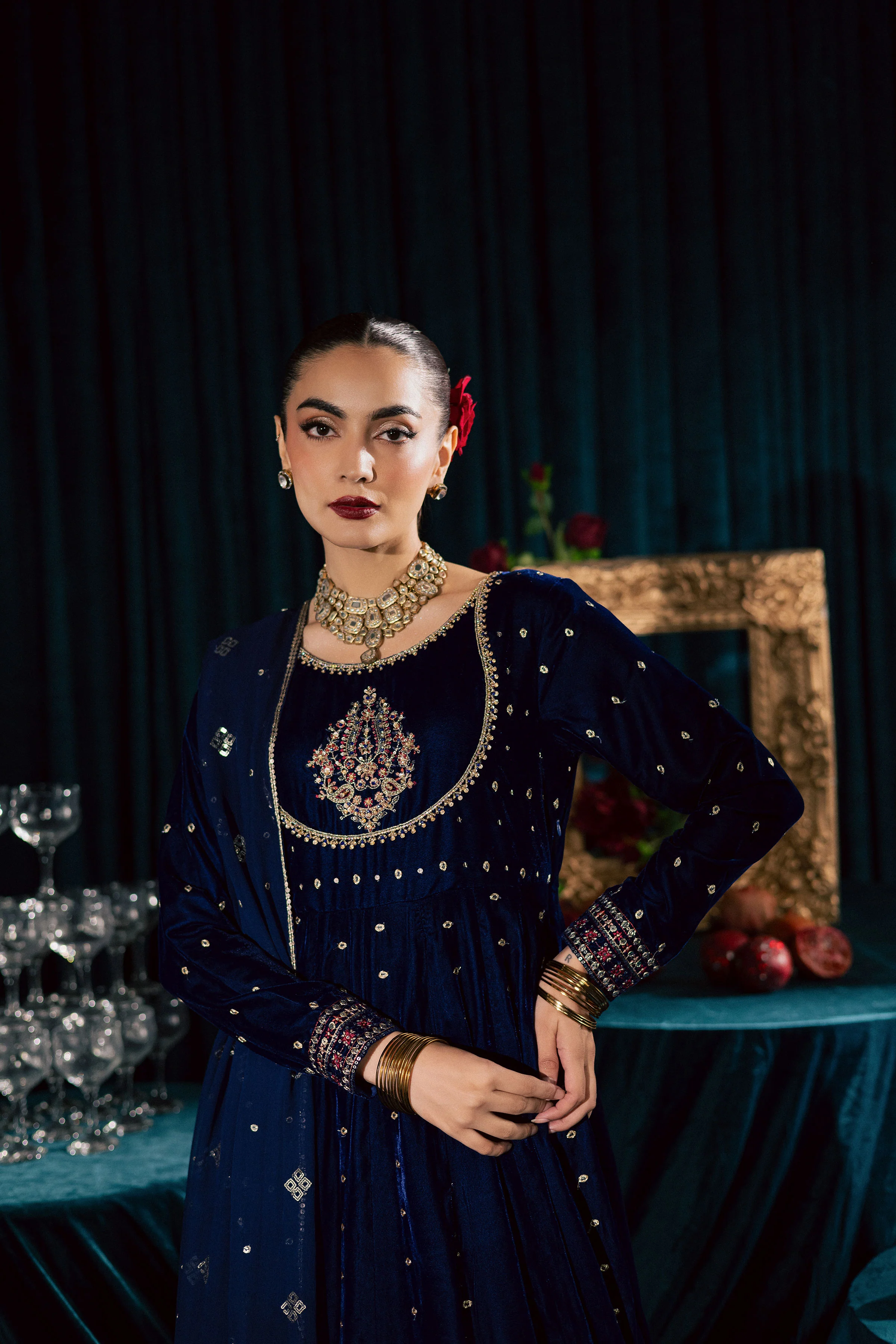 Azra 3Pc - Velvet Formal Dress - Image 8