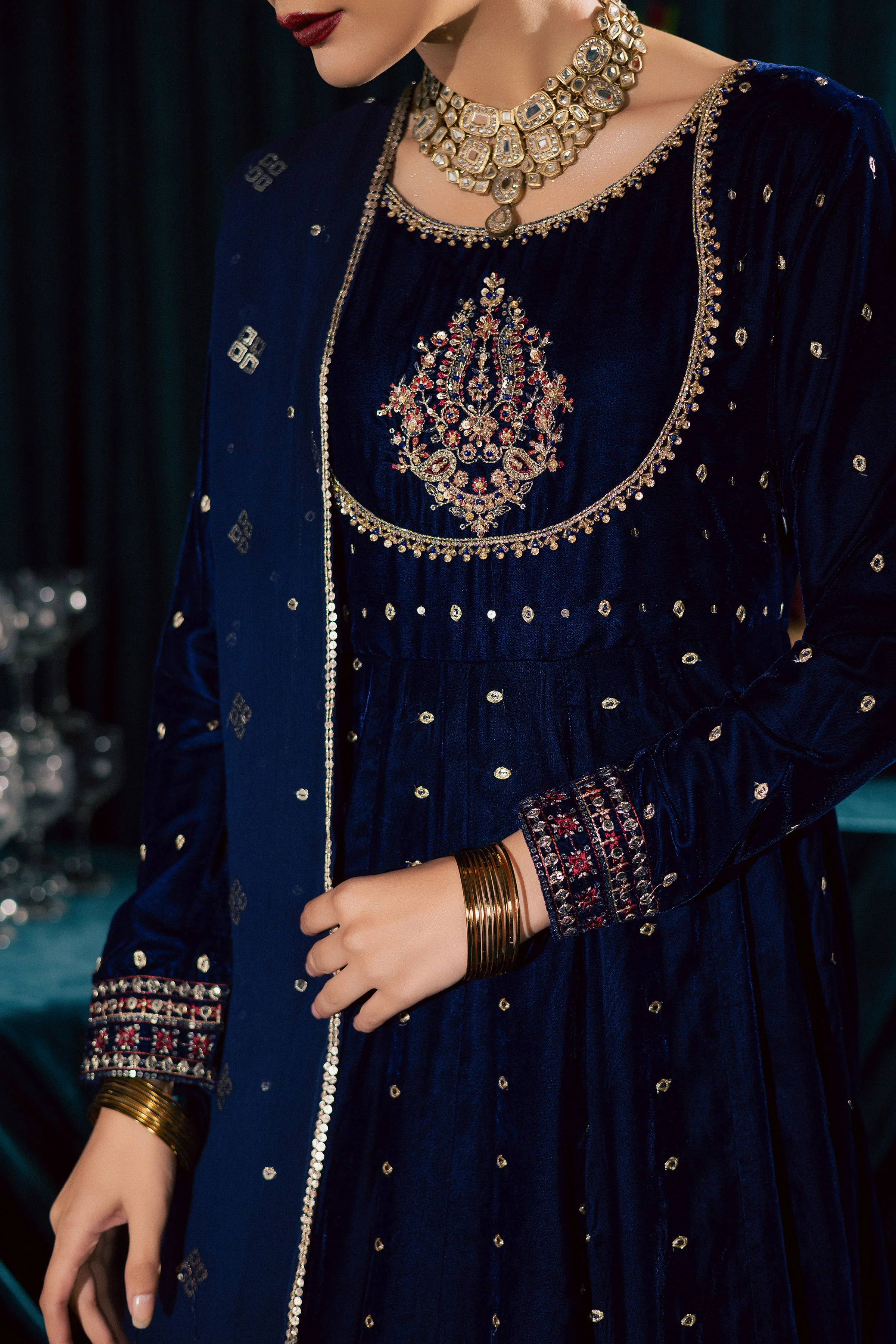 Azra 3Pc - Velvet Formal Dress - Image 9