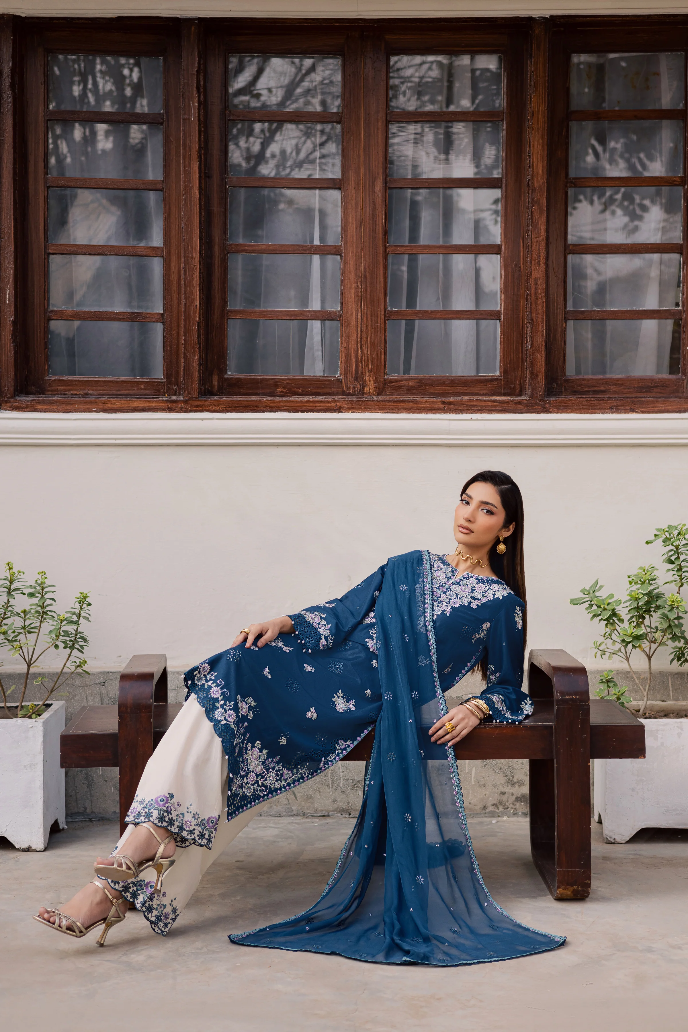 Azraaq 3Pc - Festive Embroidered Lawn - Image 3