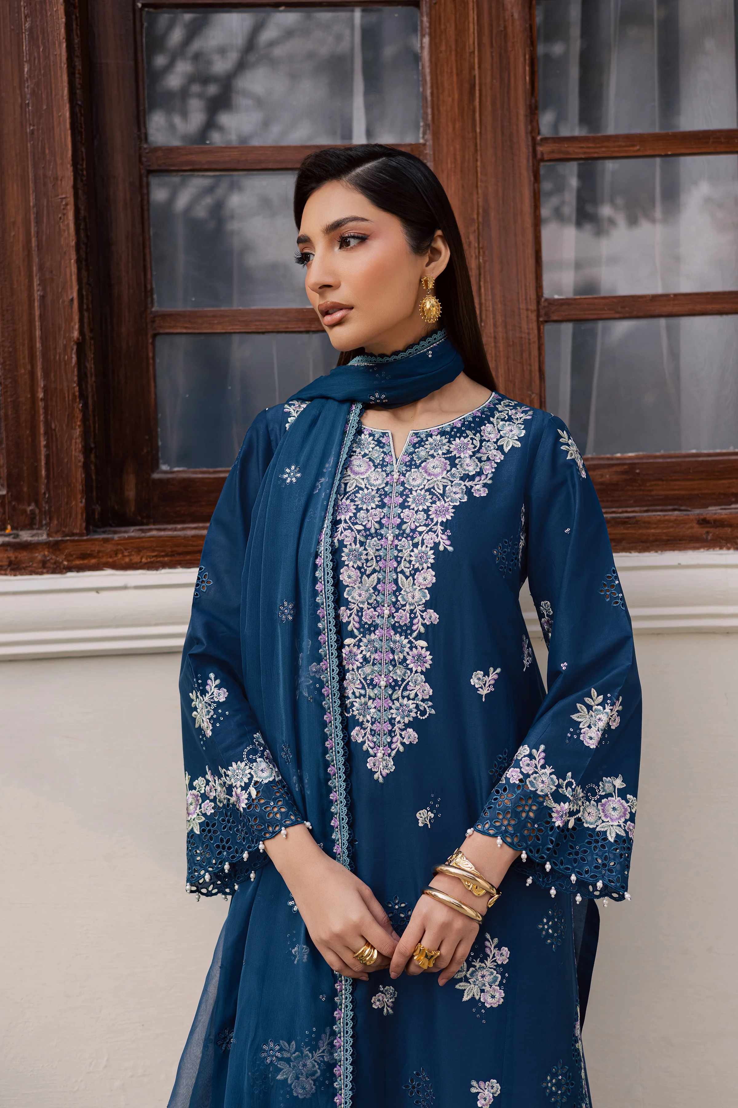 Azraaq 3Pc - Festive Embroidered Lawn - Image 5