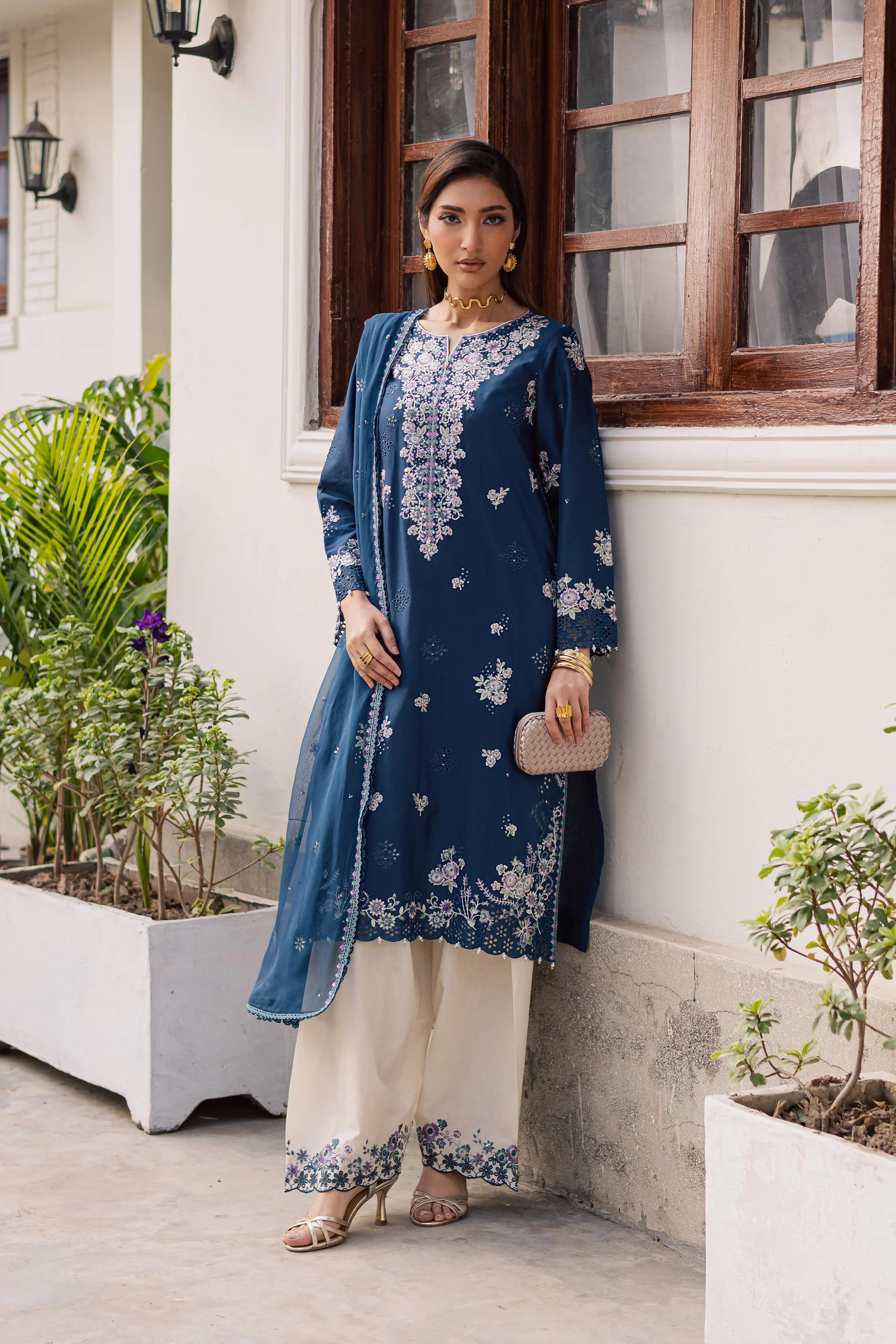 Azraaq 3Pc - Festive Embroidered Lawn - Image 6