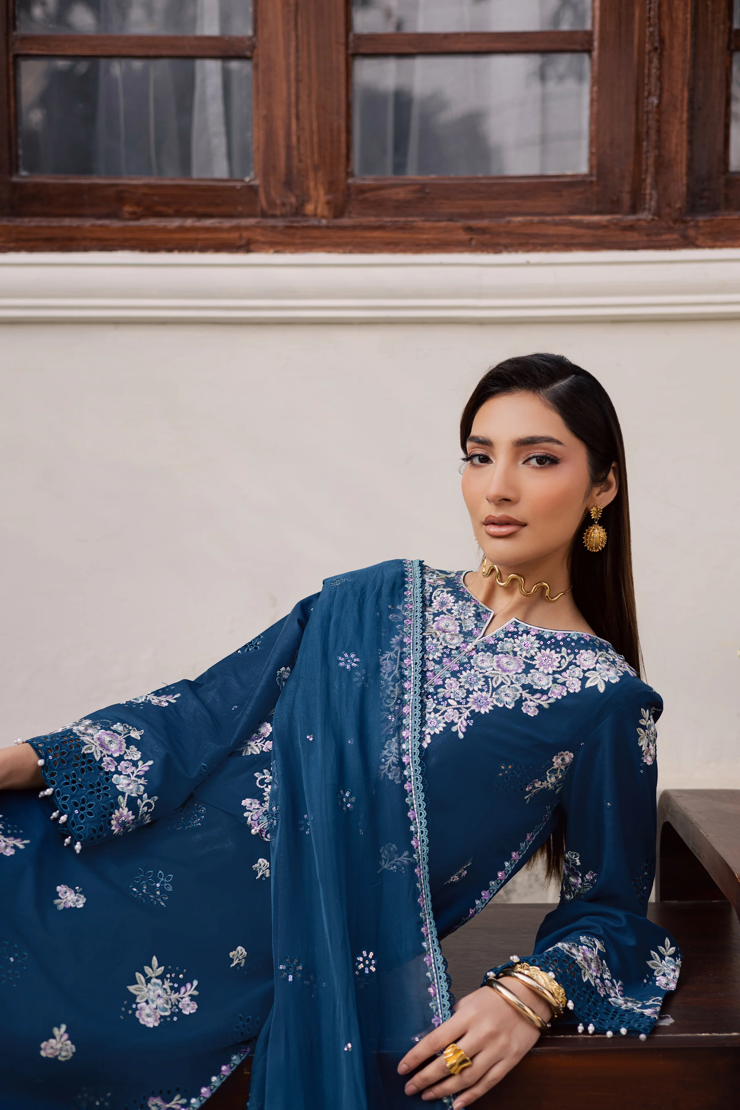 Azraaq 3Pc - Festive Embroidered Lawn - Image 7