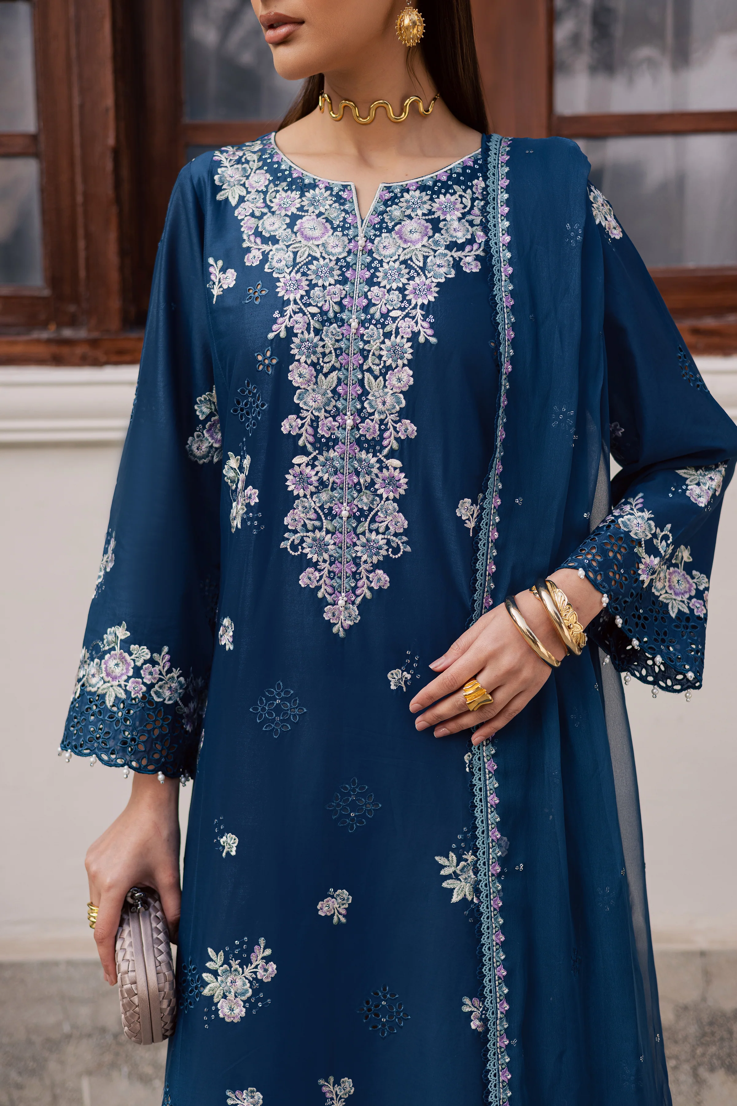 Azraaq 3Pc - Festive Embroidered Lawn - Image 8