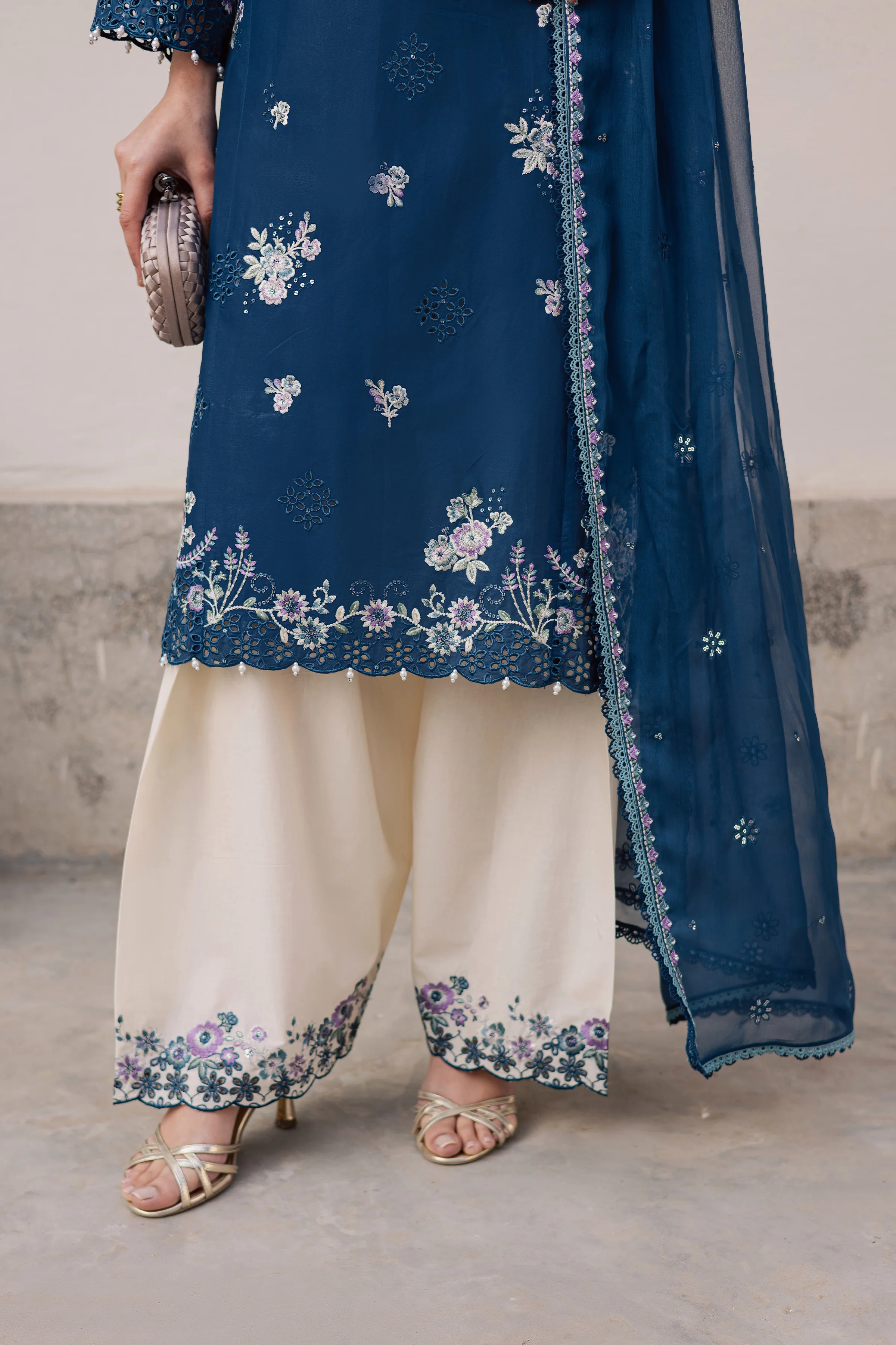 Azraaq 3Pc - Festive Embroidered Lawn - Image 9